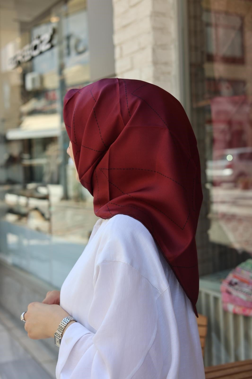 Armine Tivil İpek Eşarp Bordo 37