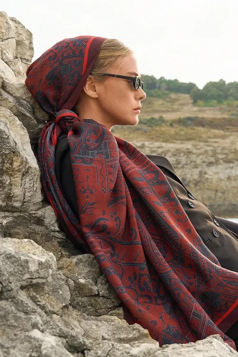ED Scarf Pamuk Şal Bordo
