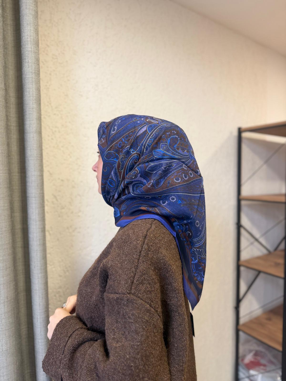 ED Scarf Viskon Floş Eşarp Mor-Kahverengi