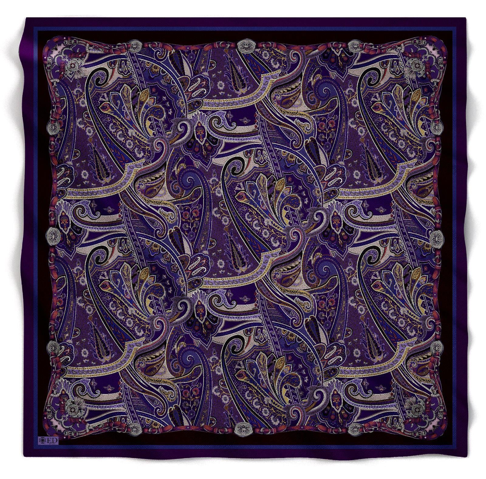 ED Scarf Viskon Floş Eşarp Mor-Siyah