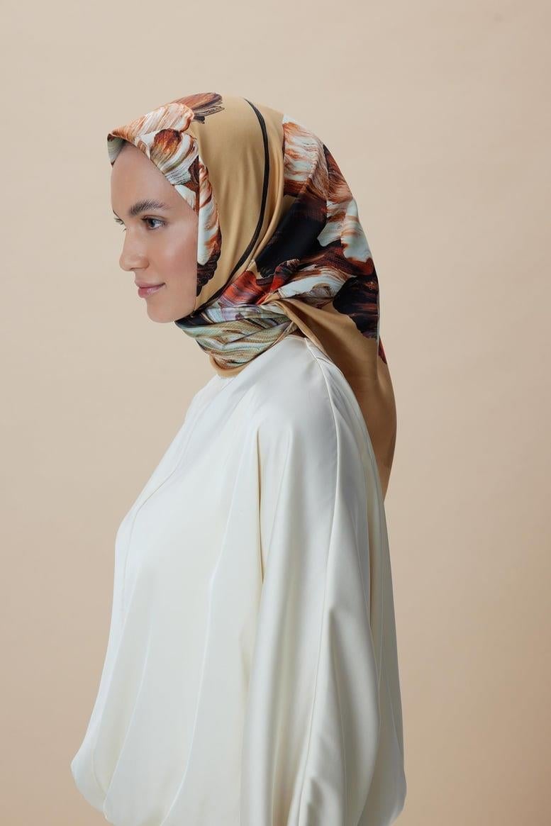 Maisa Tivik İpek Eşarp Camel