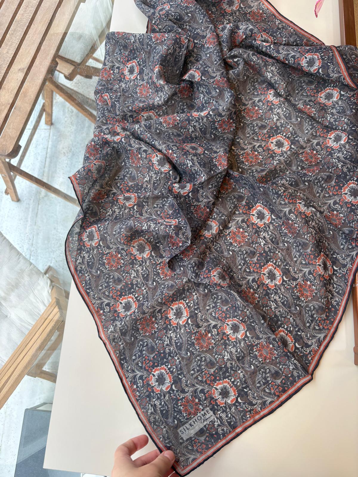 Silk Home Monare Tencel Eşarp Lacivert-Turuncu