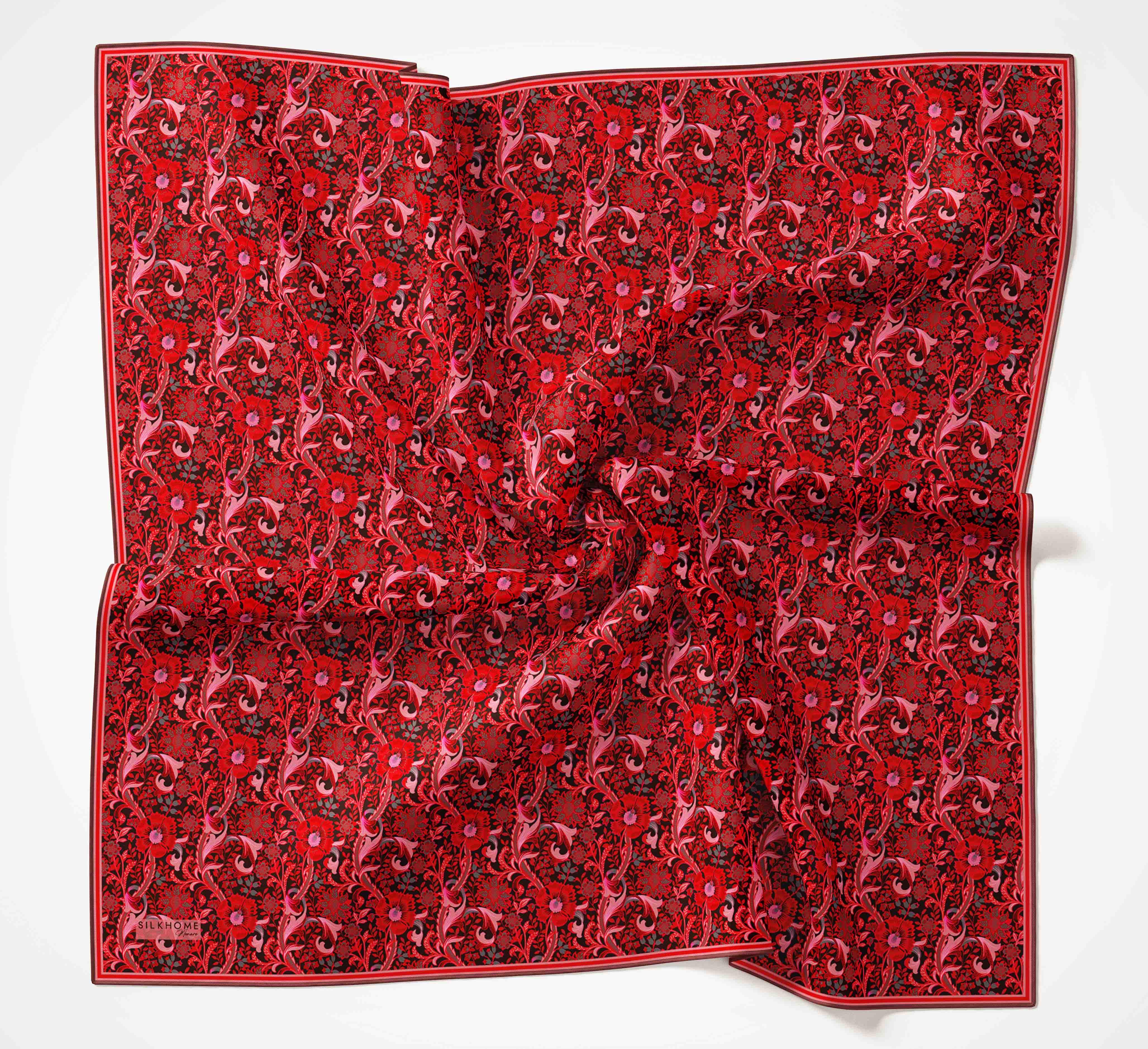 Silk Home Monare Tencel Eşarp Siyah-Kırmızı