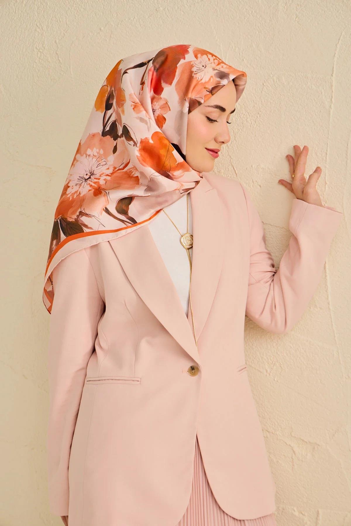 Silk Home Tivil .İpek Eşarp Turuncu 14