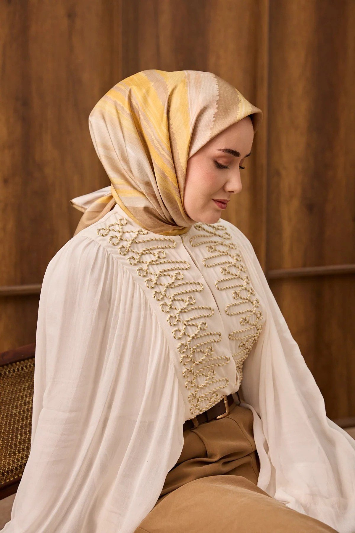 Silk Home Tivil İpek Eşarp Sarı 14