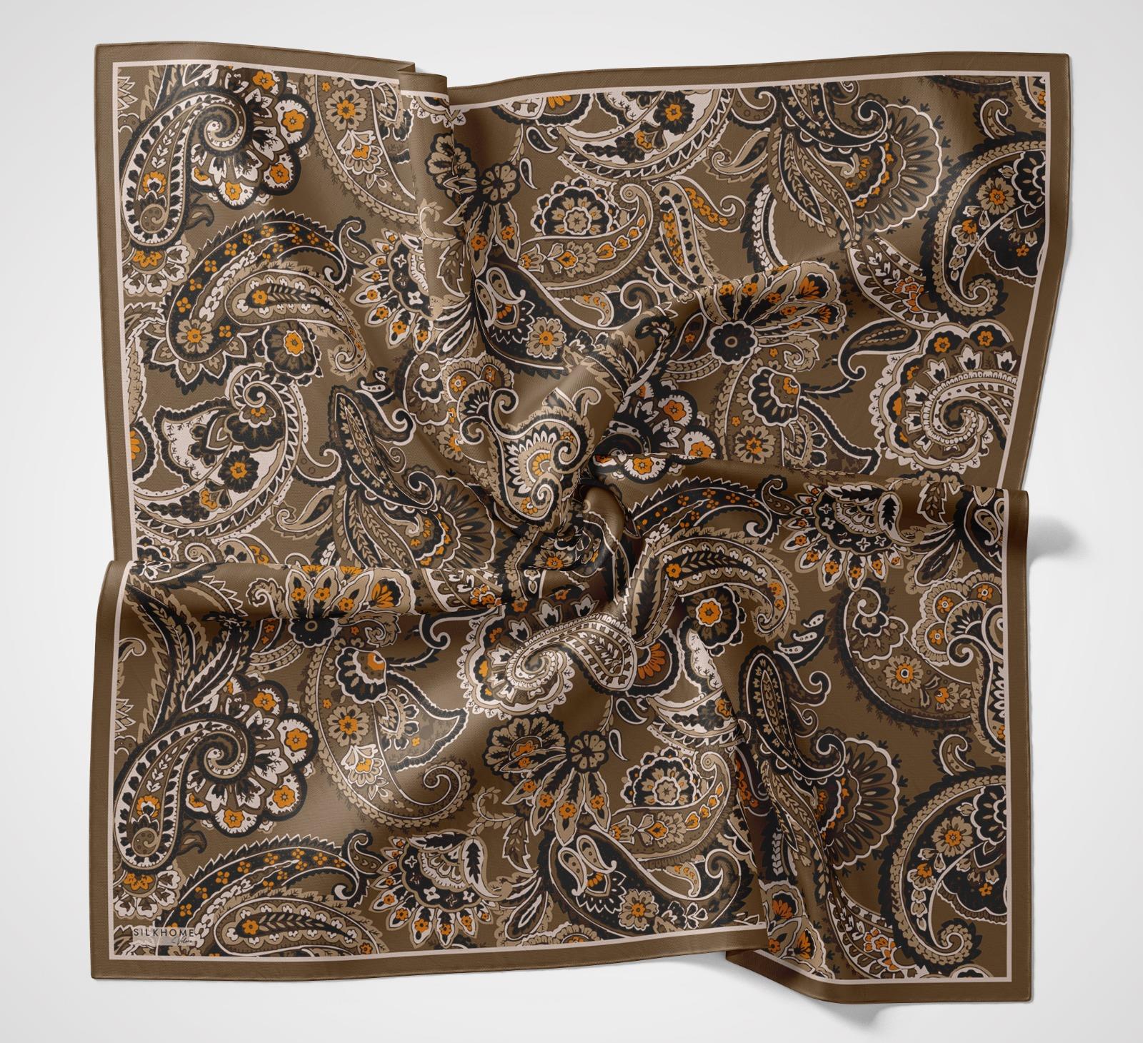 Silk Home Velora Eşarp Kahverengi-Turuncu