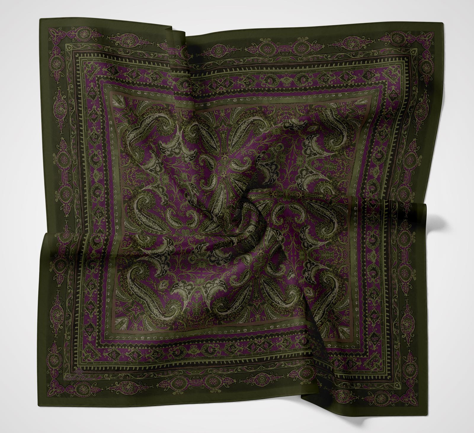 Silk Home Velora Eşarp Yeşil-Fuşya