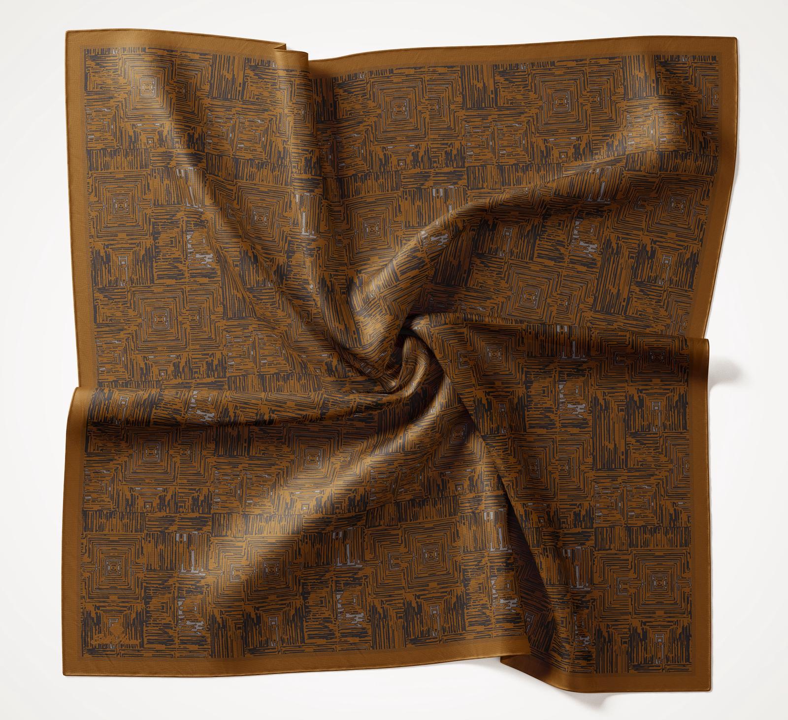 Silk Home Volera Eşarp Koyu Karamel-Siyah-Gri