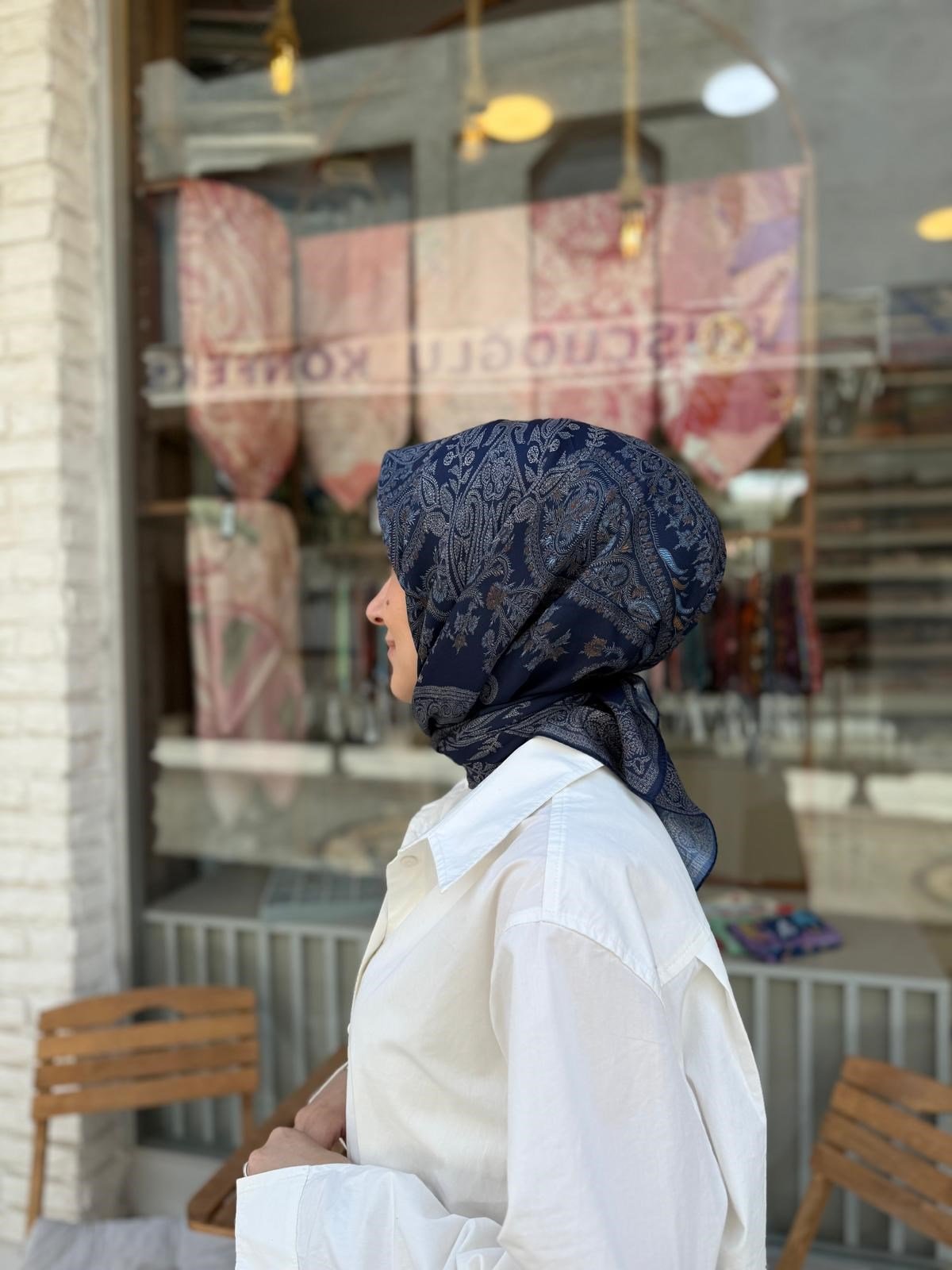 Siyane Pamuk Eşarp Lacivert