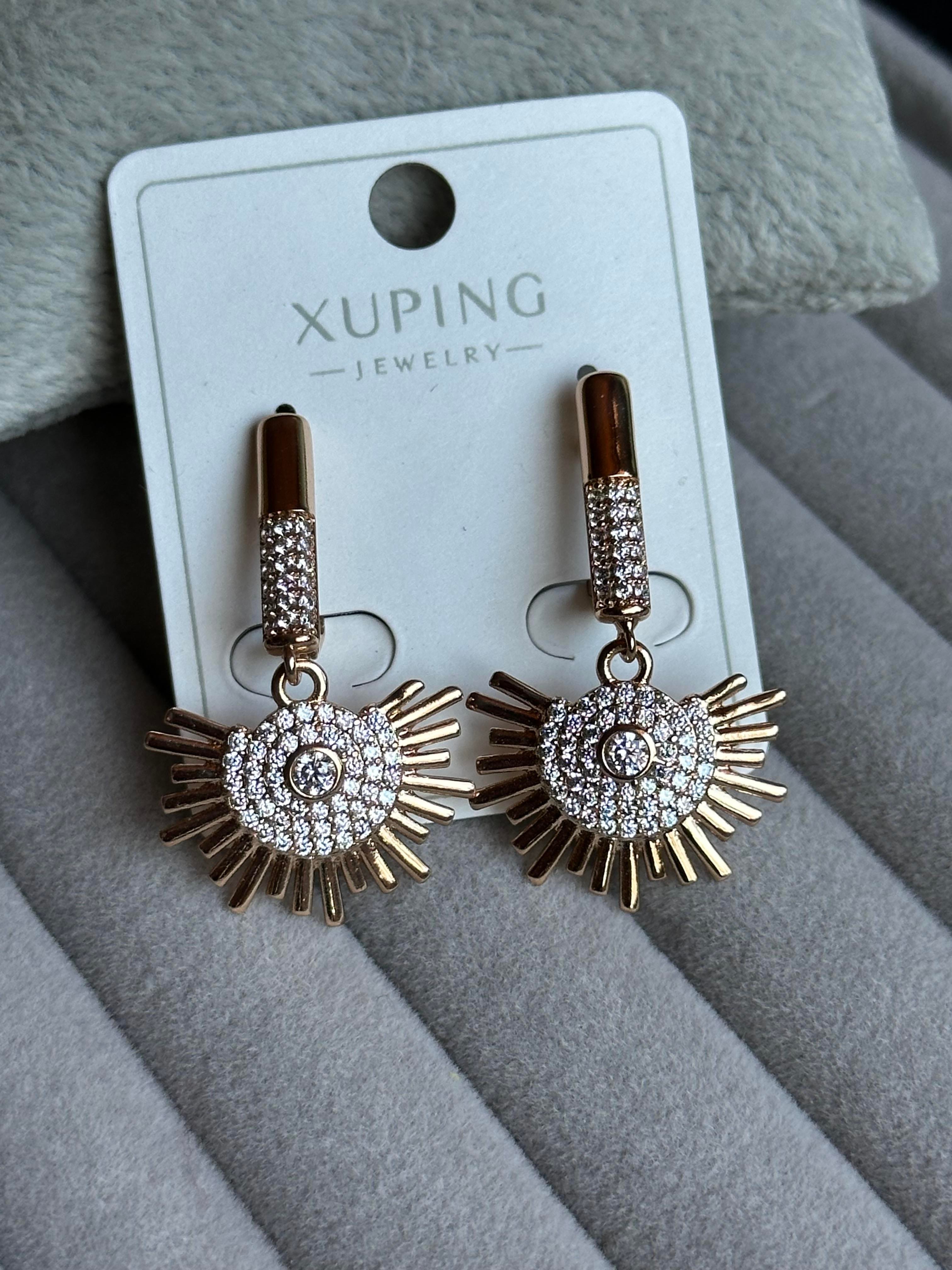 Full Zirkon Taş İşlemeli Güneş Model Xuping Küpe-Rose