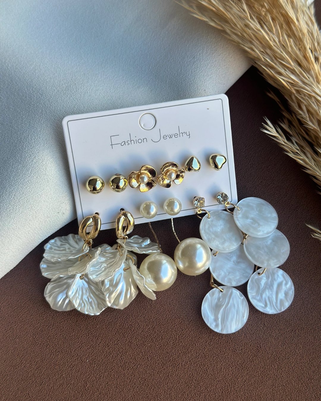 Sedef & İnci Gold 6 lı Küpe Set 