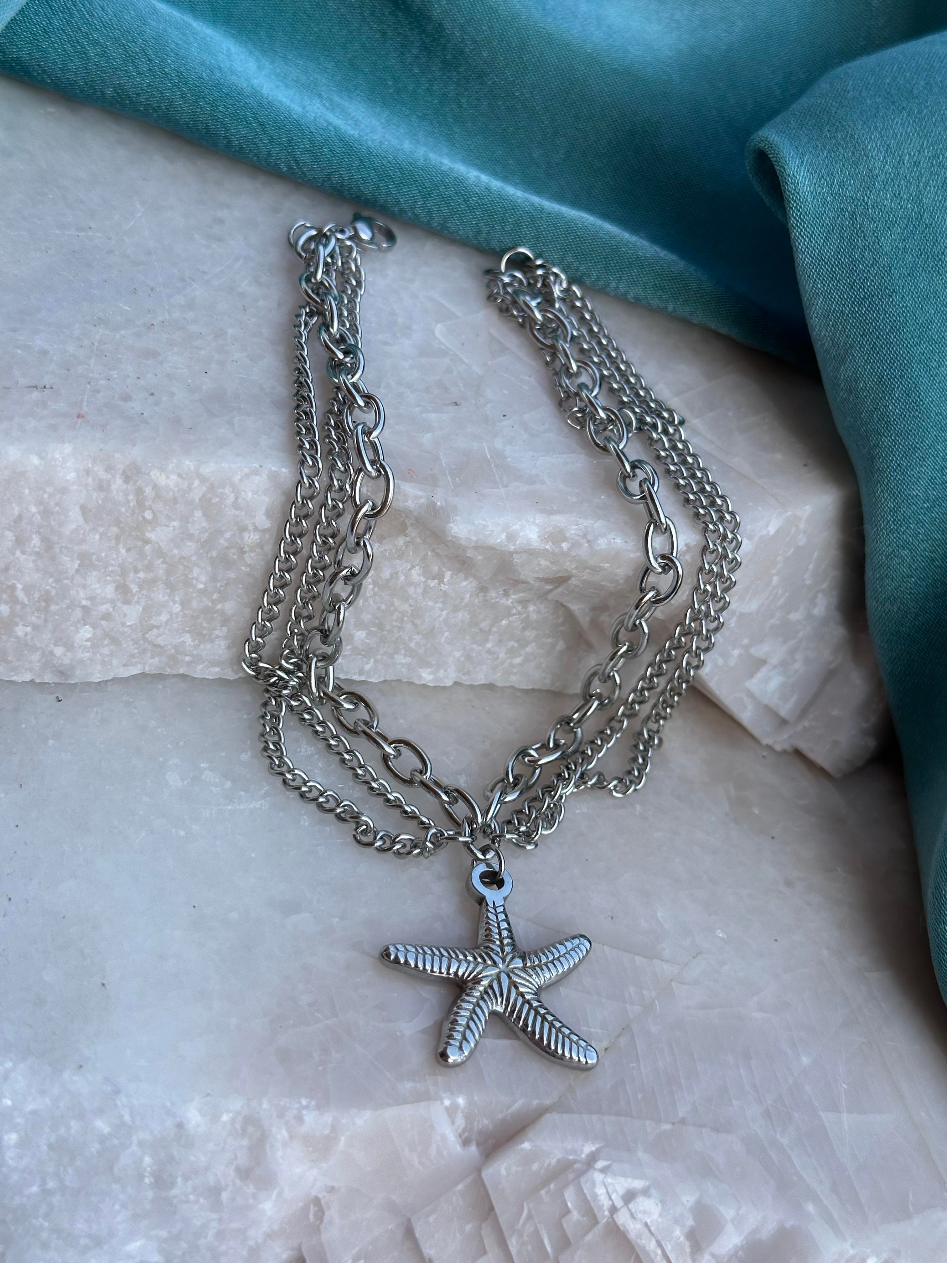 Silver Deniz Yıldızı Figür 316L Çelik Halhal