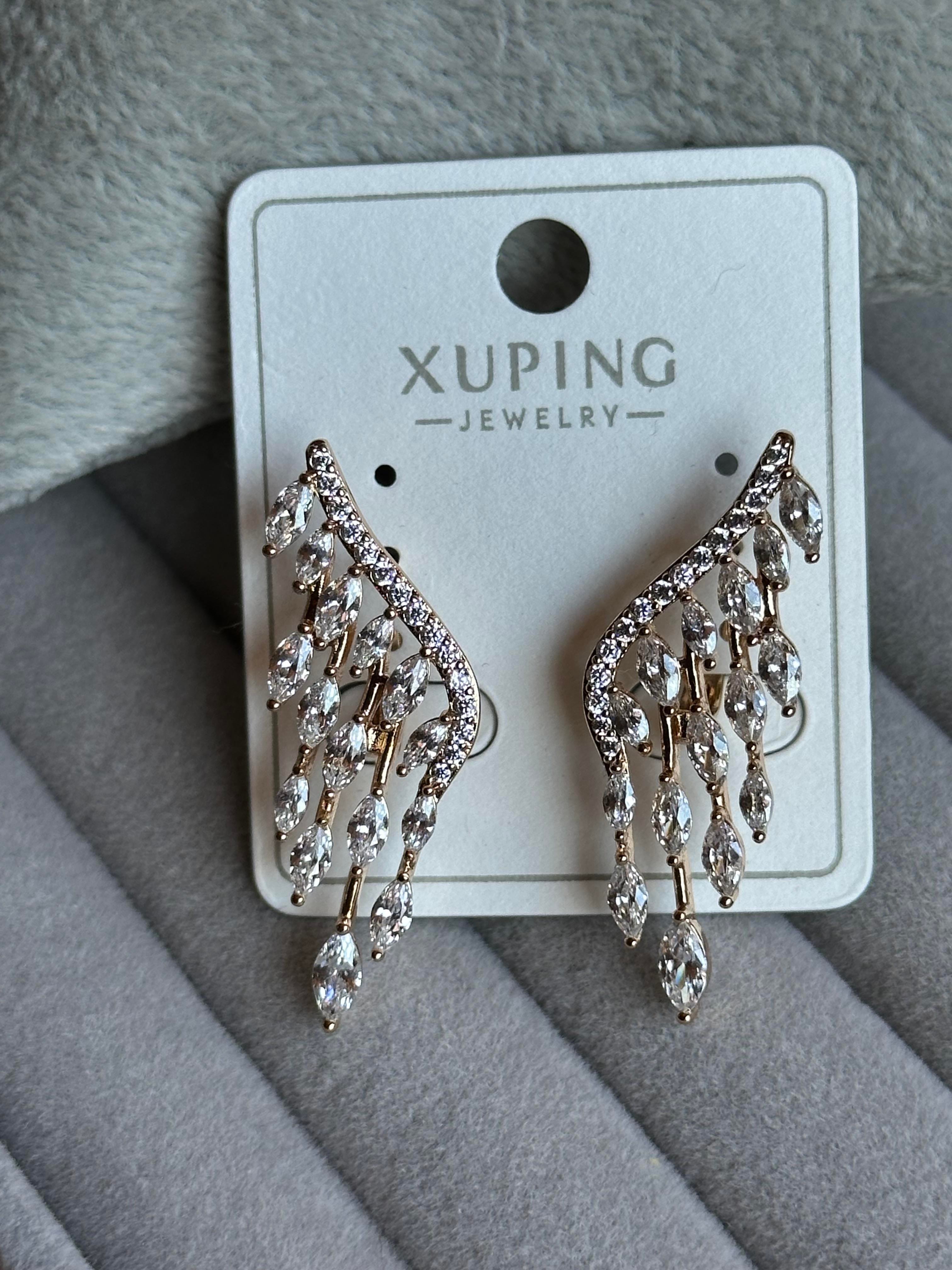 Zirkon & Damla Baget Taş İşlemeli Melek Kanat Model Xuping Küpe-Rose