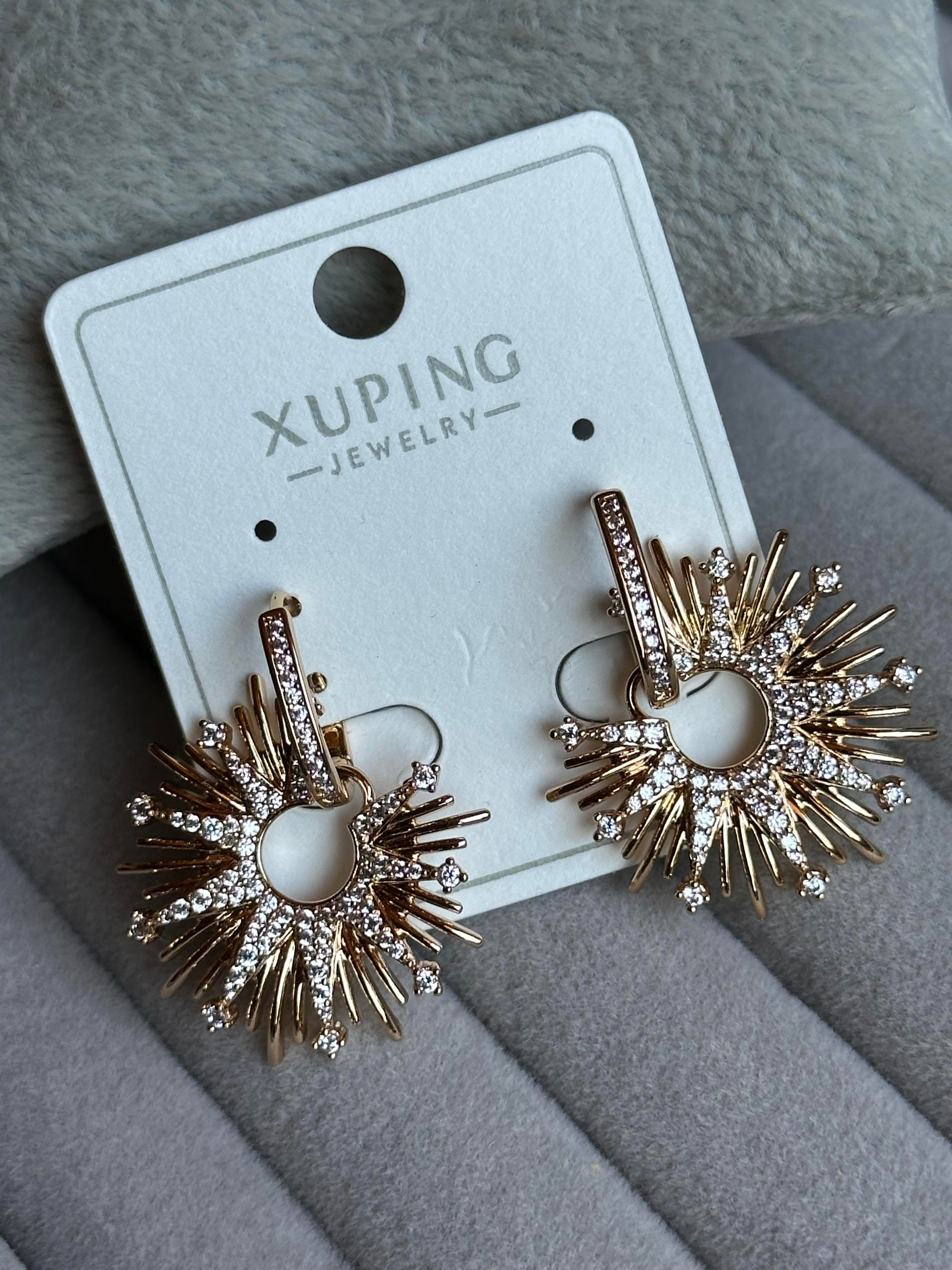 Zirkon Taş İşlemeli Güneş Model Xuping Küpe-Rose
