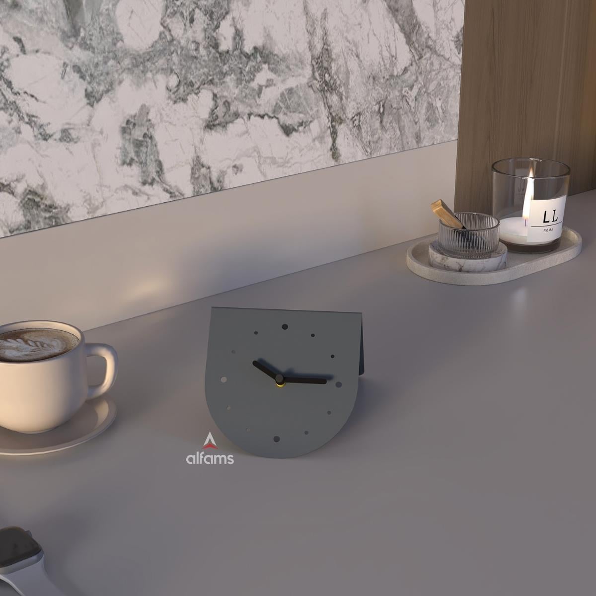 Alfams ALF2030 Modern Büküm Metal Saat – TV Ünitesi, Kahve Köşesi ve Masaüstü Tasarım Saat