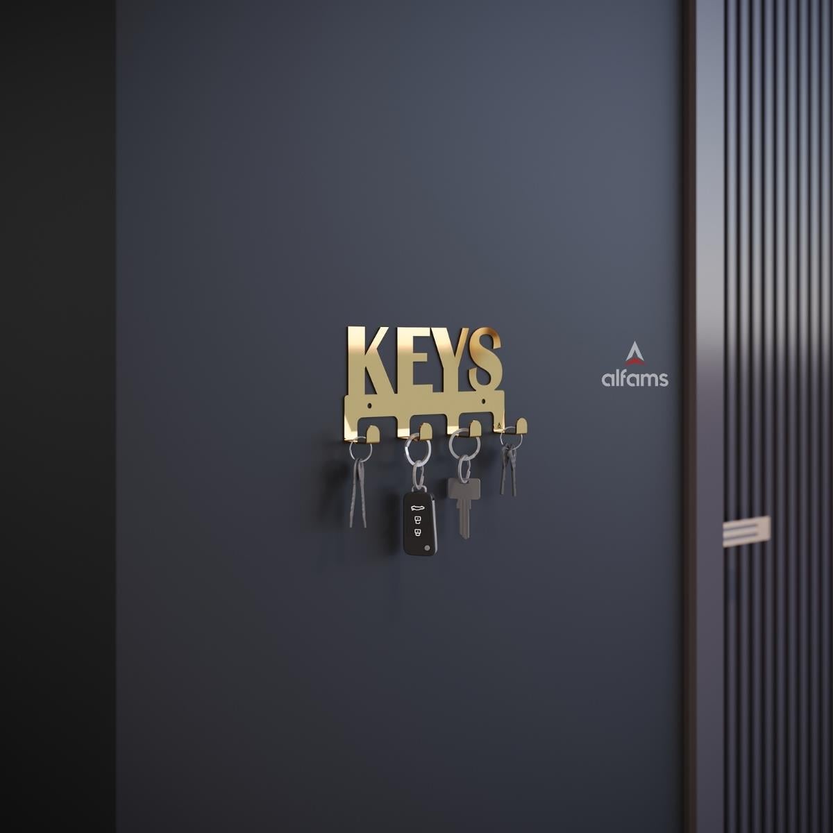 Alfams Keys Metal Anahtar Askılığı - 14x8 cm 4 Kancalı Antre Askısı