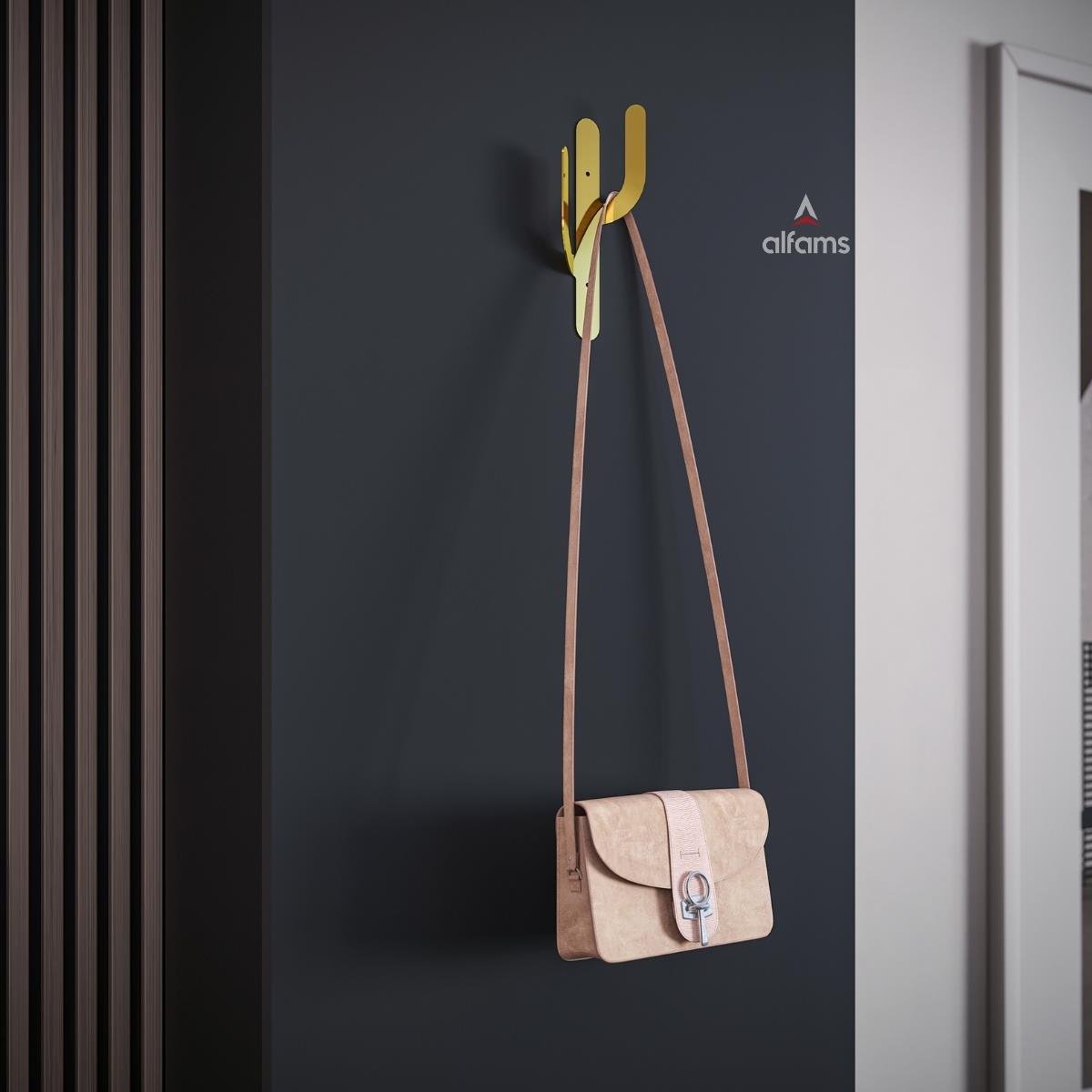Alfams Lüks Kaktüs Metal Duvar Askısı – Antre, Banyo, Mutfak ve Ofis Tasarım Askılık