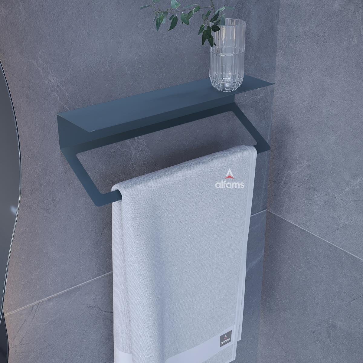 Alfams Metal Çok Amaçlı Raflı Kağıt Havlu Askısı – Yapışkanlı Delmeden Montaj Mutfak Baharatlık ve Banyo Rafı