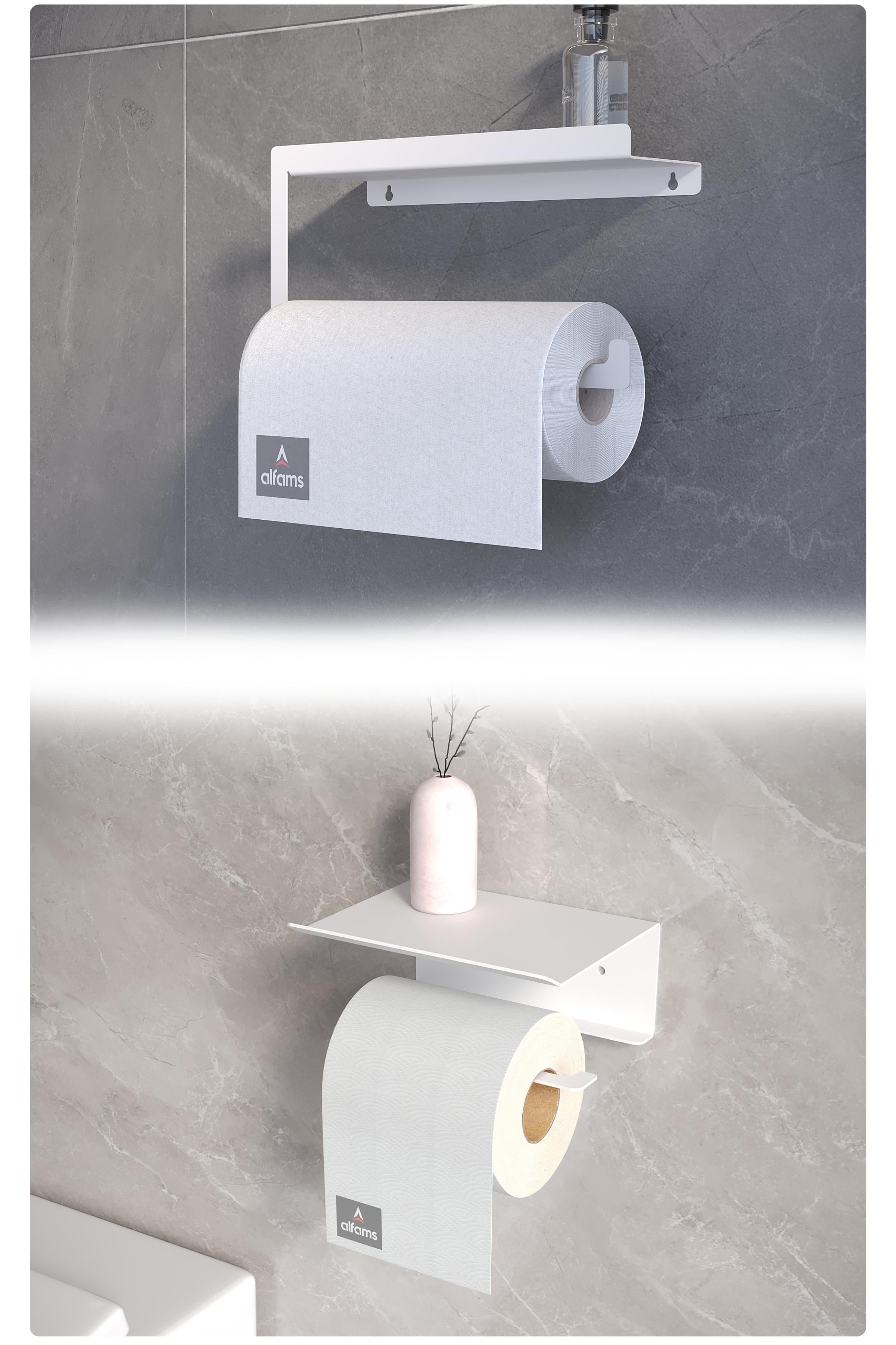 Metal İkili Set – Tuvalet Kağıtlık ve Havlu Askısı | Modern Banyo ve Mutfak Düzenleyici