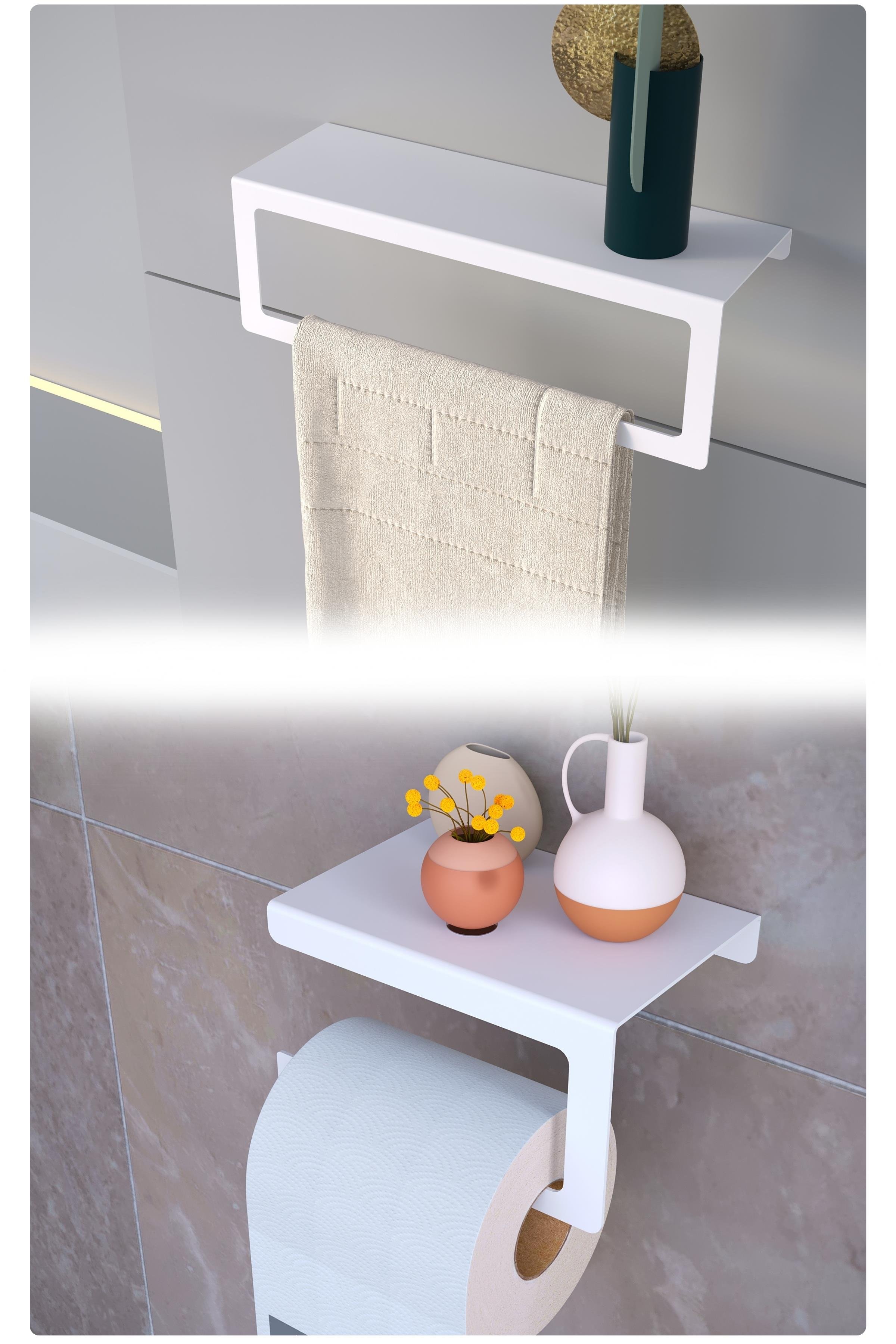 Metal İkili Set – Tuvalet Kağıtlık ve Havlu Askısı | Modern Banyo ve Mutfak Düzenleyici