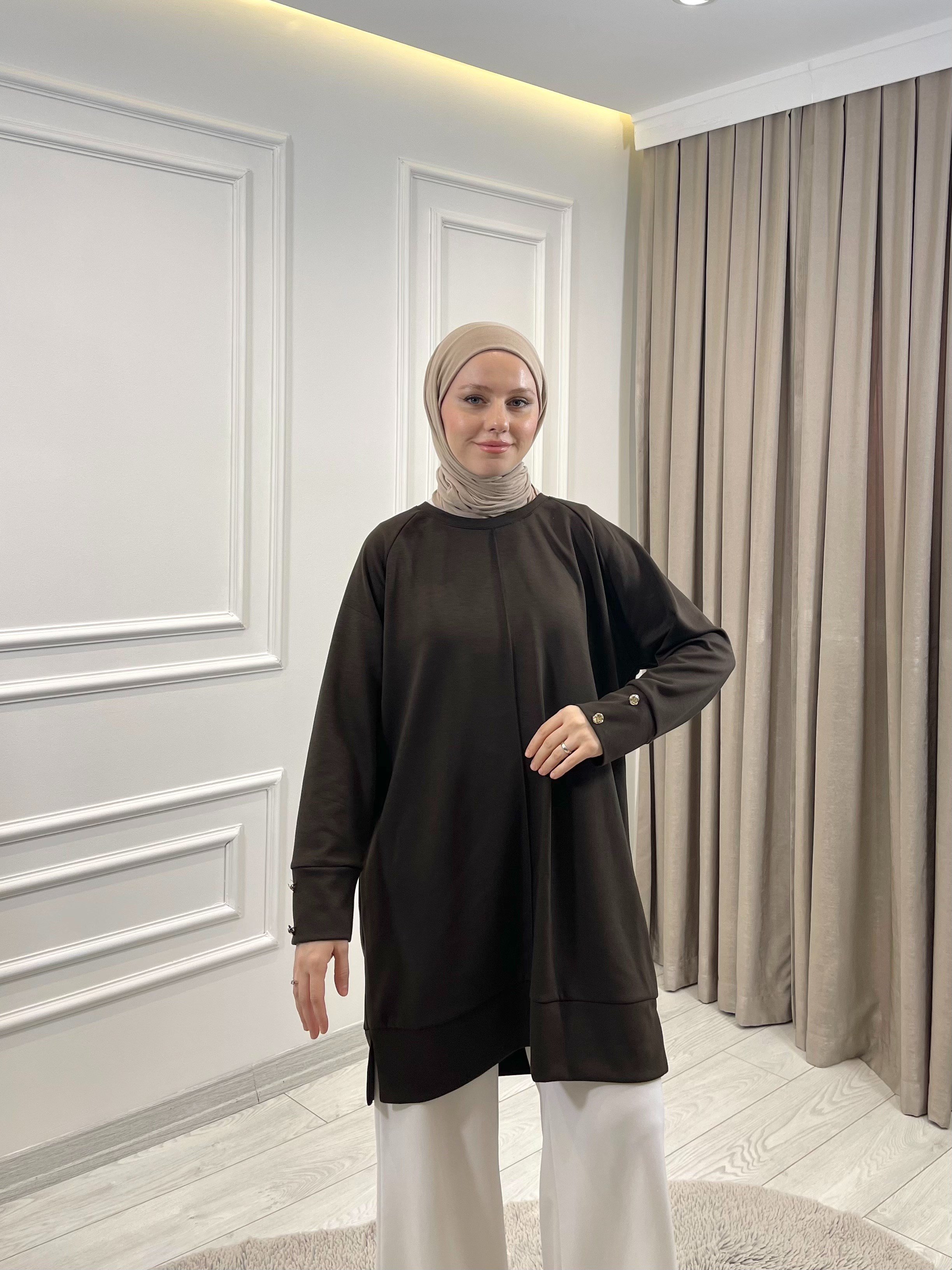 ÇIMALI TUNİK KAHVERENGİ