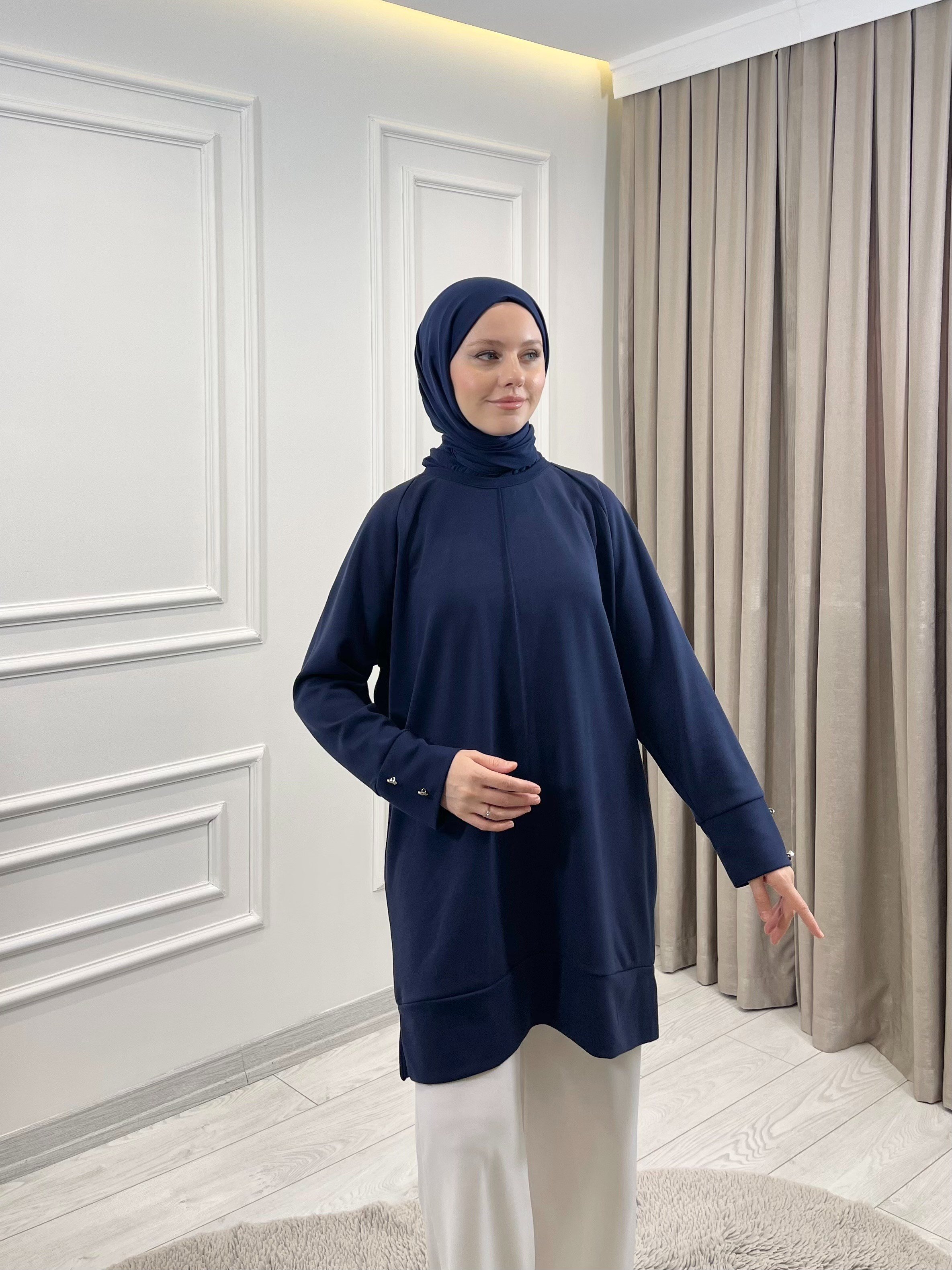 ÇIMALI TUNİK LACİVERT