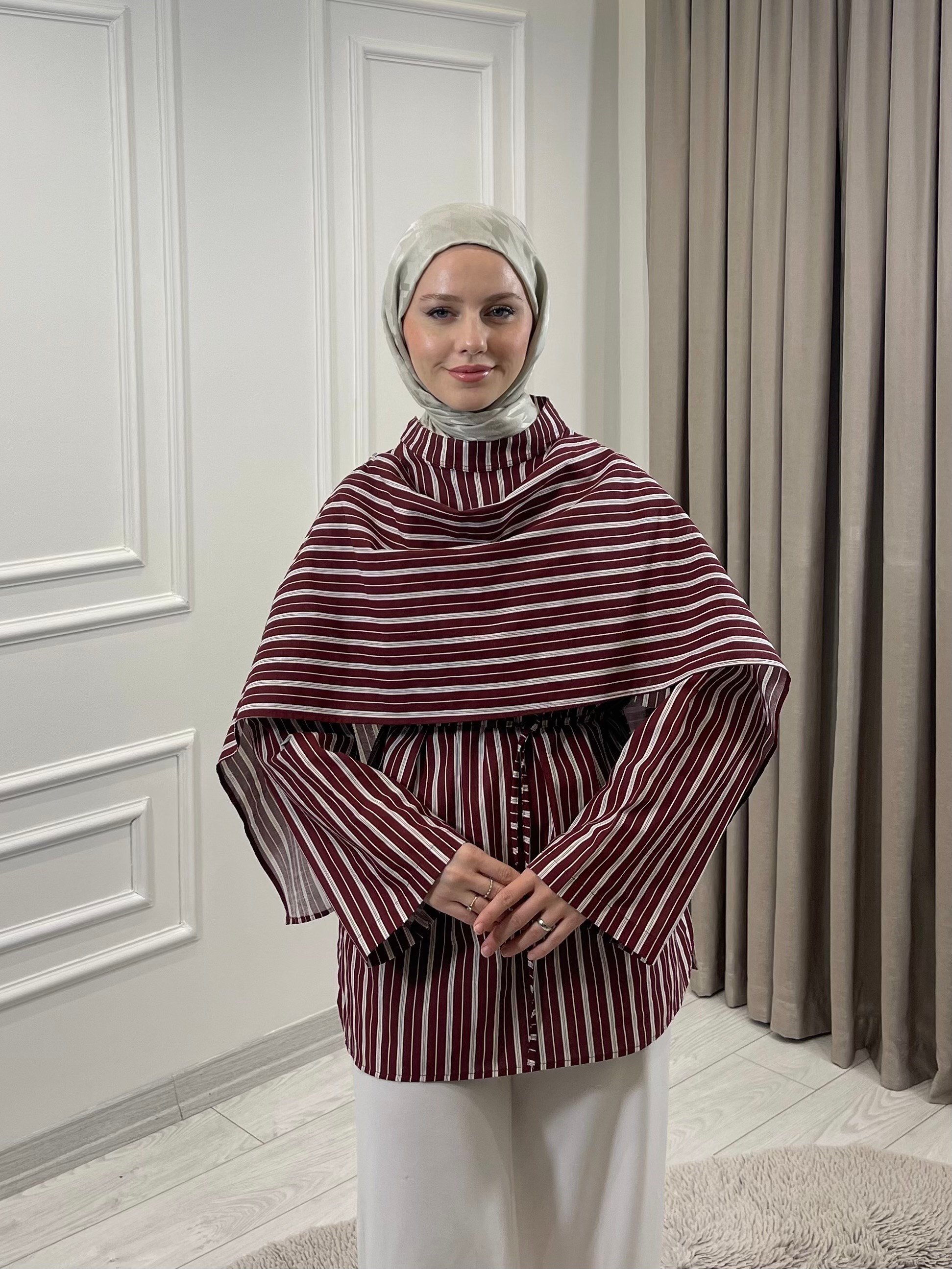 ÇİZGİLİ TUNİK BORDO 