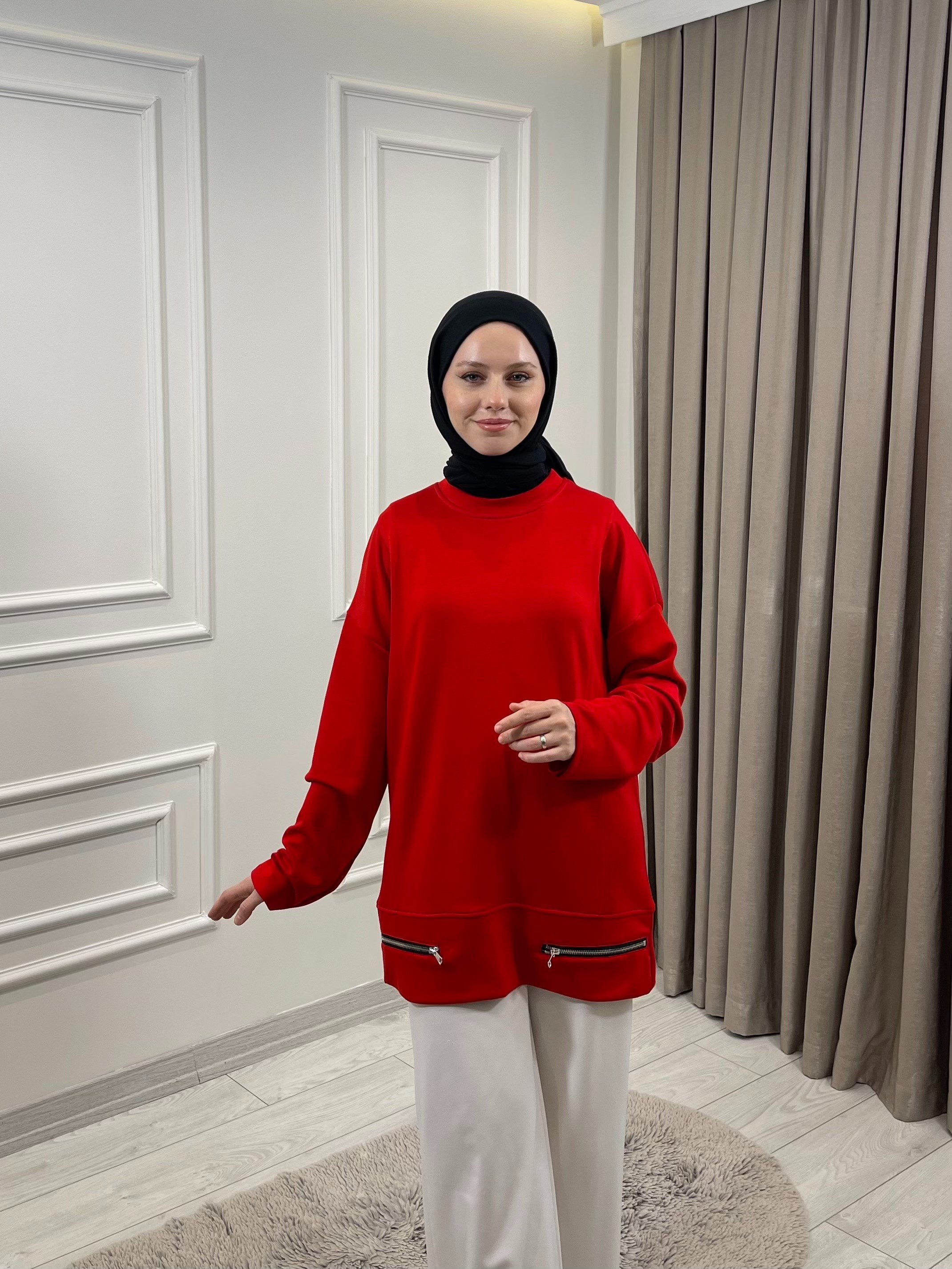 FERMUARLI TUNİK KIRMIZI