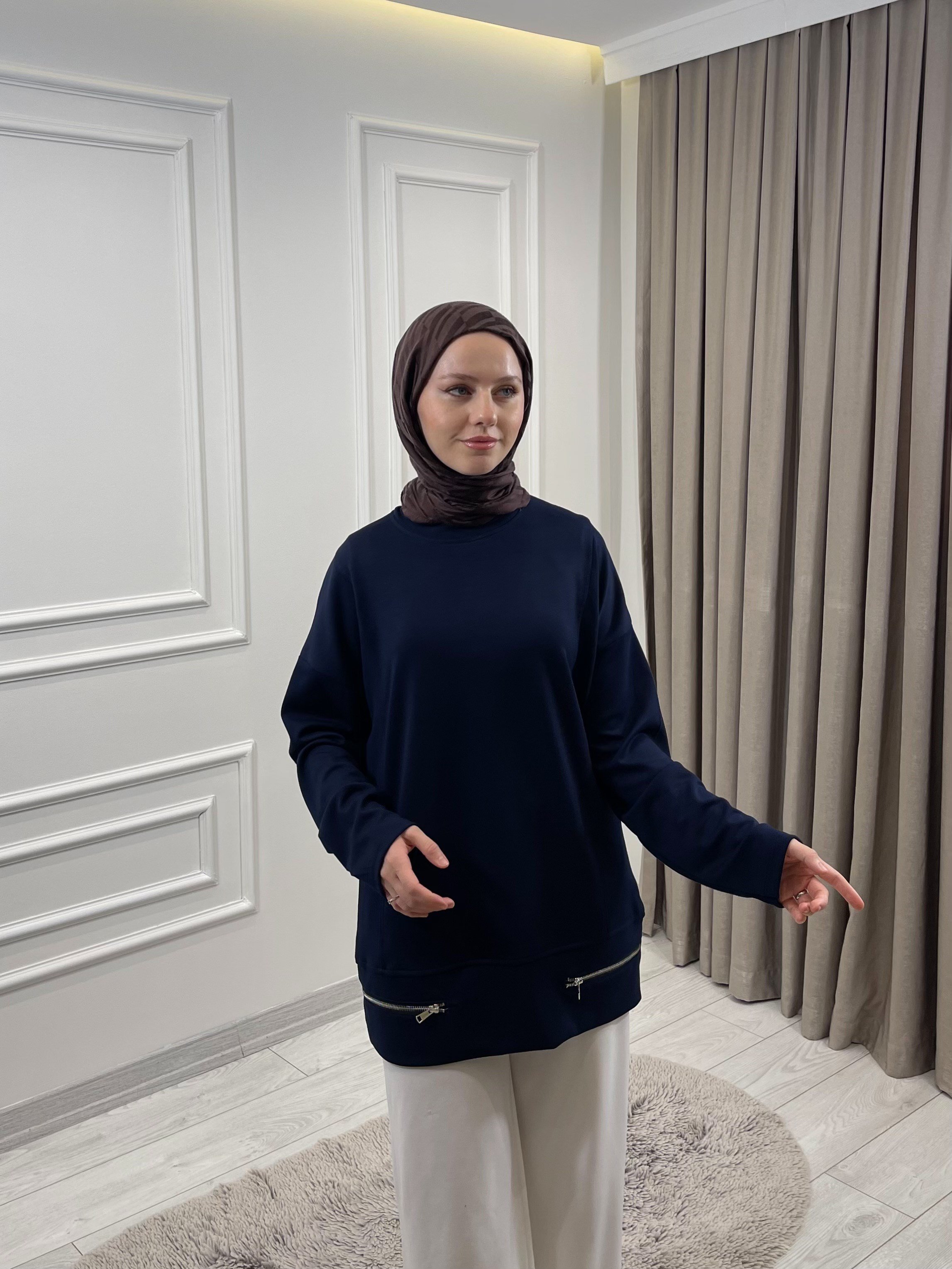 FERMUARLI TUNİK LACİVERT