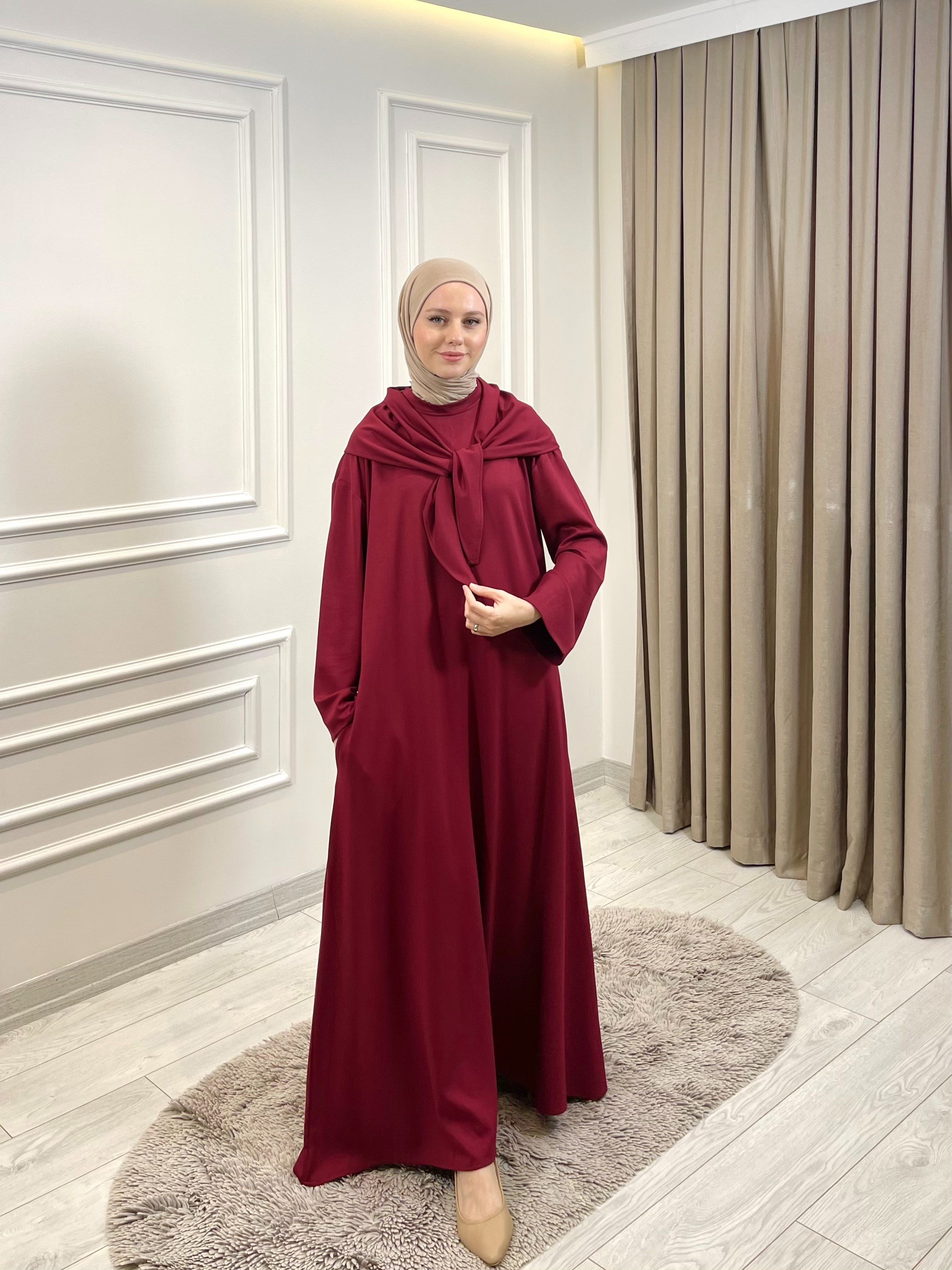 ŞAL ELBİSE BORDO