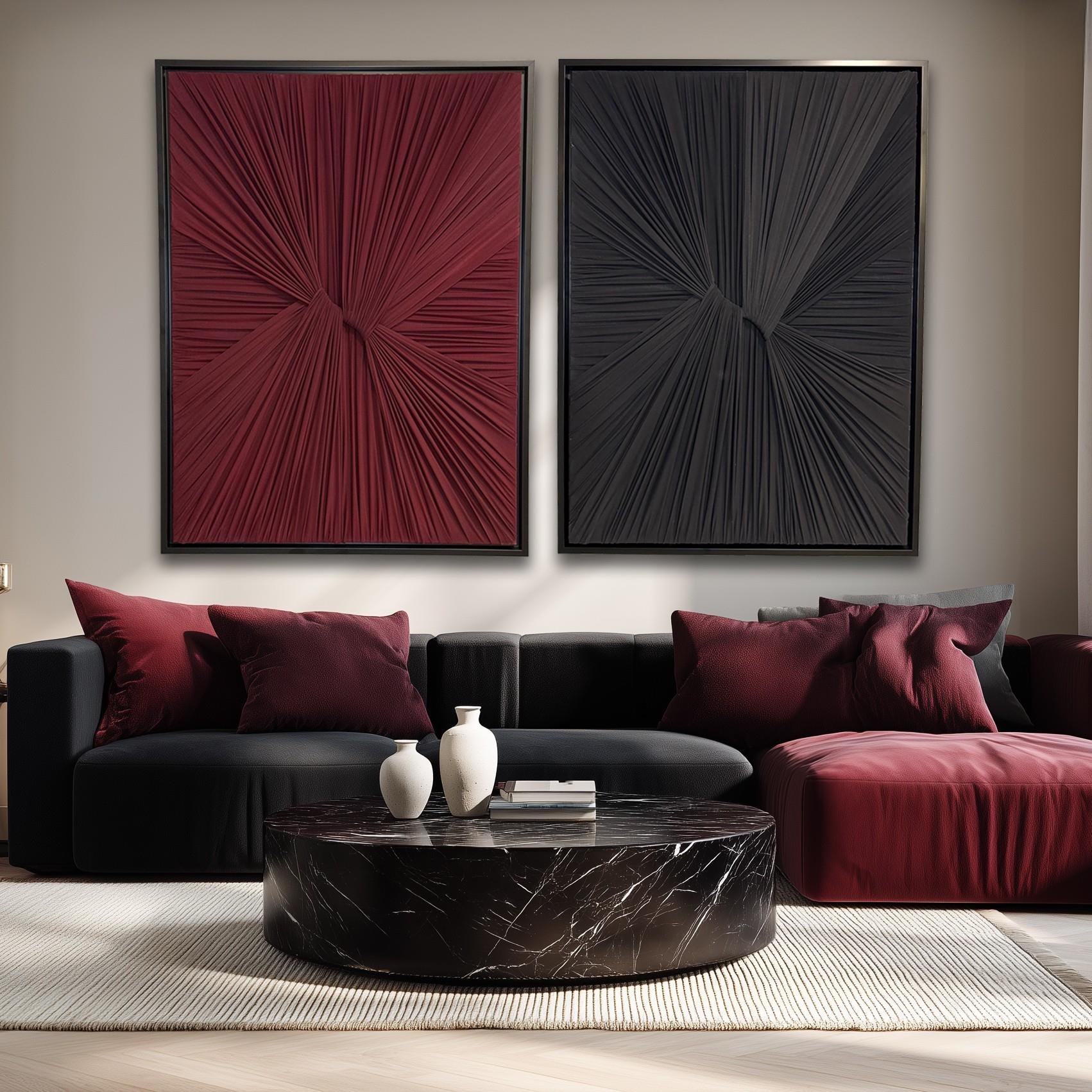 Bordo ve Siyah Renk Detay Kumaş Duvar Aksesuarı I KZY-EXC-474 - KZY-EXC- 440