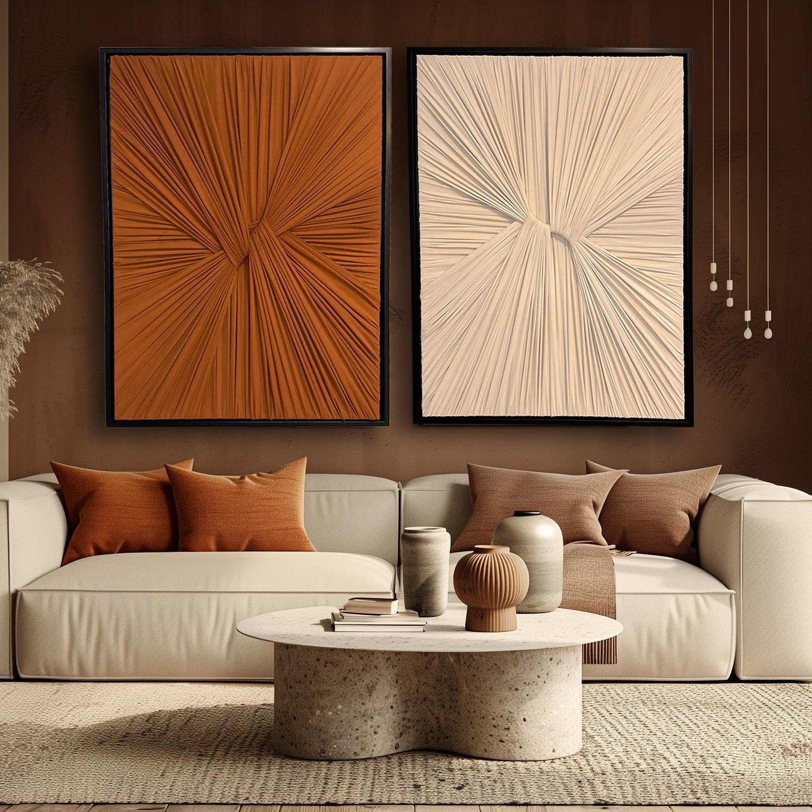 Taba ve Krem Renk Kumaş Duvar Aksesuarı I KZY-EXC-435 - KZY-EXC-441
