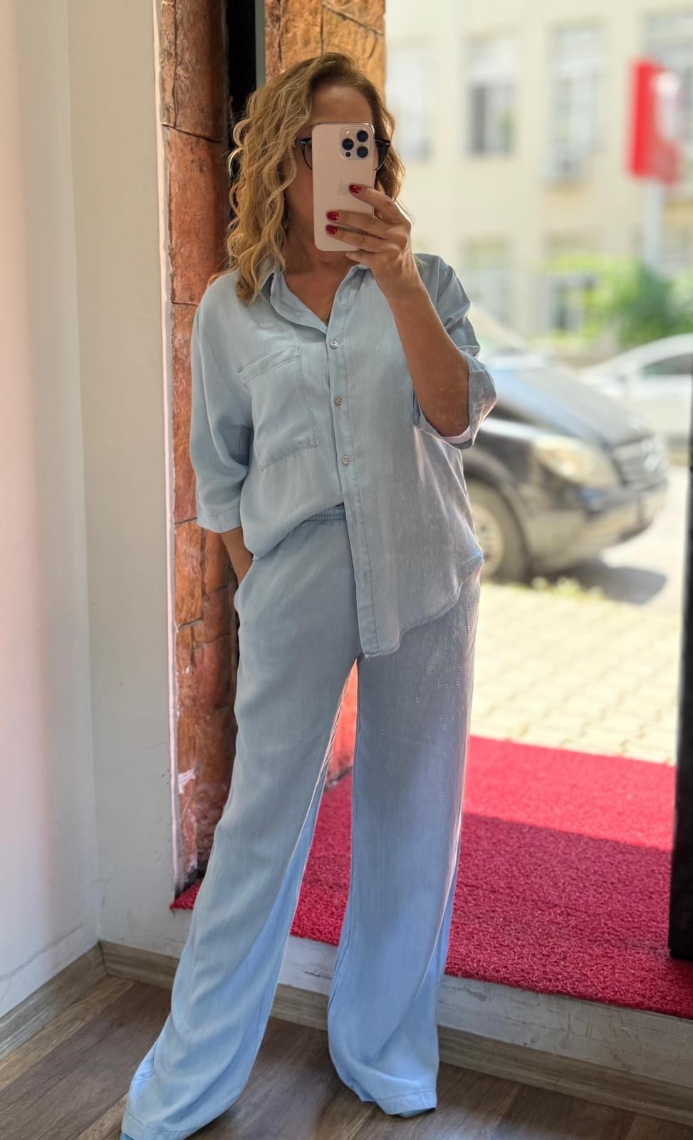 Tensel Jean Gömlek Pantolon Takım