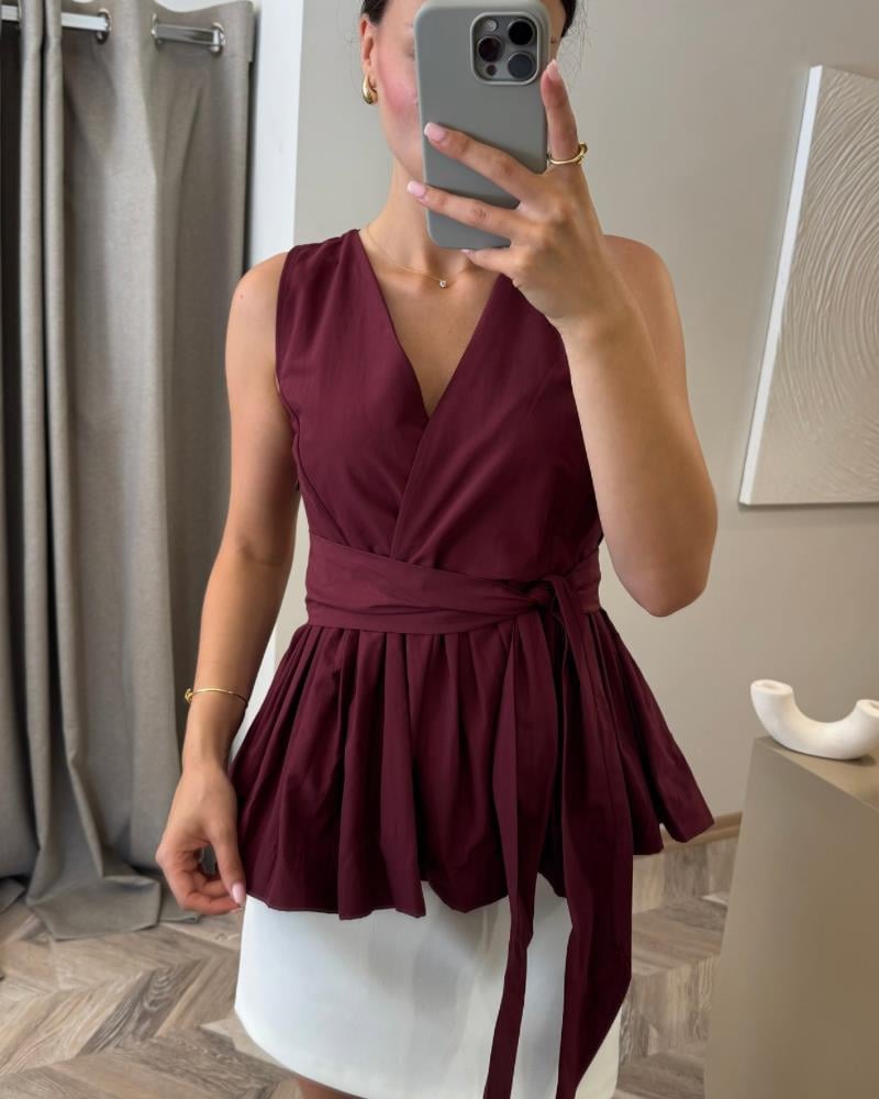 Tüm ÜrünlerHP49Masi kuşaklı bluz bordo