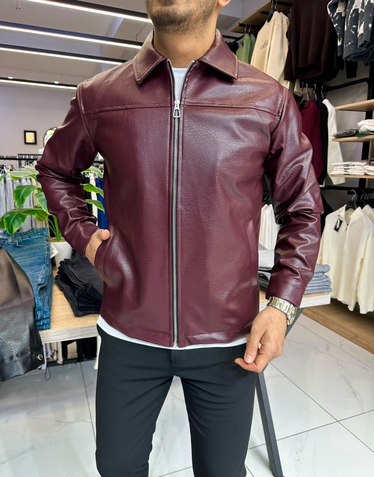 DERİ CEKET BORDO