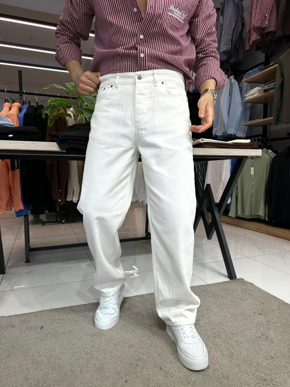 Kot Baggy Pantolon Beyaz