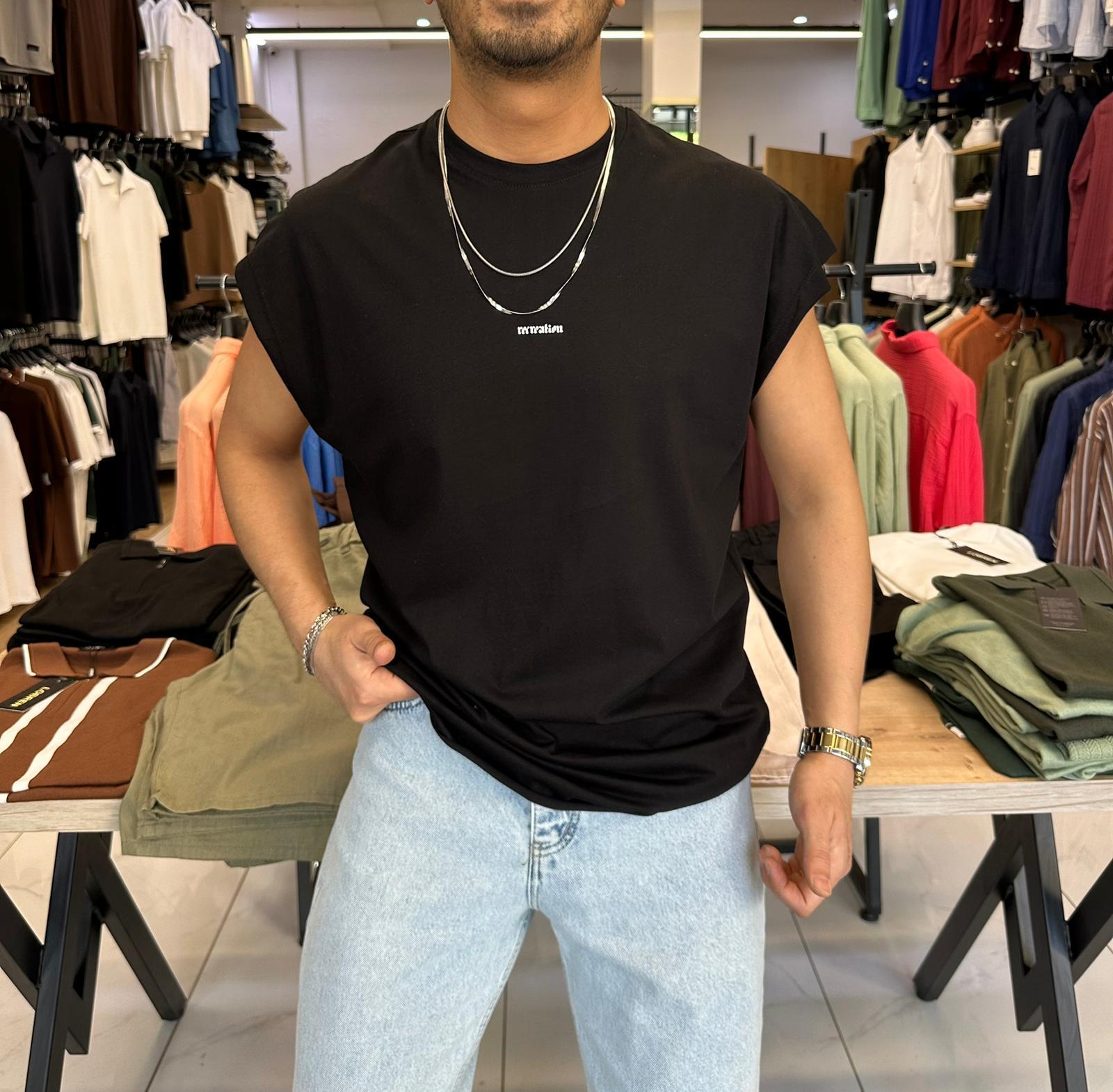 Sıfır Kol Tişört Siyah