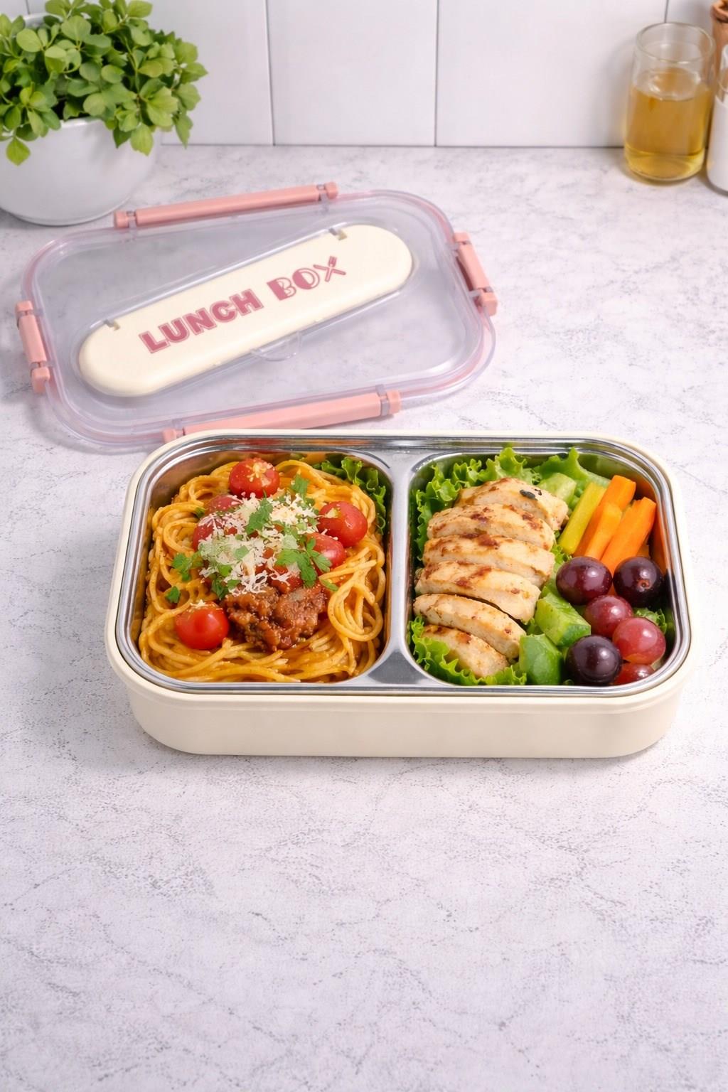 BRİLLANT 2 Bölmeli Paslanmaz Çelik Lunch Box BR-6669 23x16x8cm 