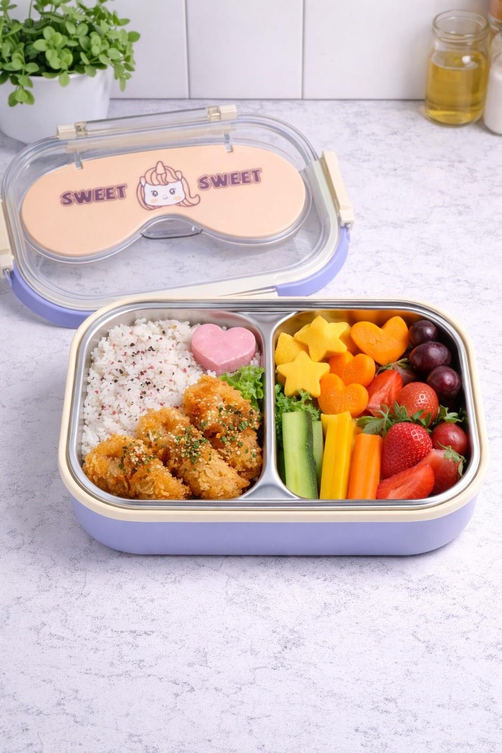 BRİLLANT Çelik 2 Gözlü Sweet Bölmeli Bento Lunch Box BR-6665 21x14x7,5cm 