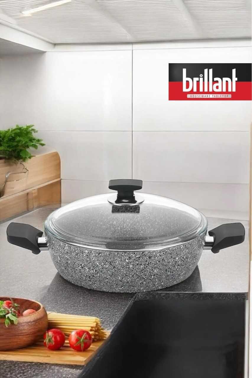 BRİLLANT TENCERE EZM-TN-6274 PETRA BASIK 24cm GRİ x4