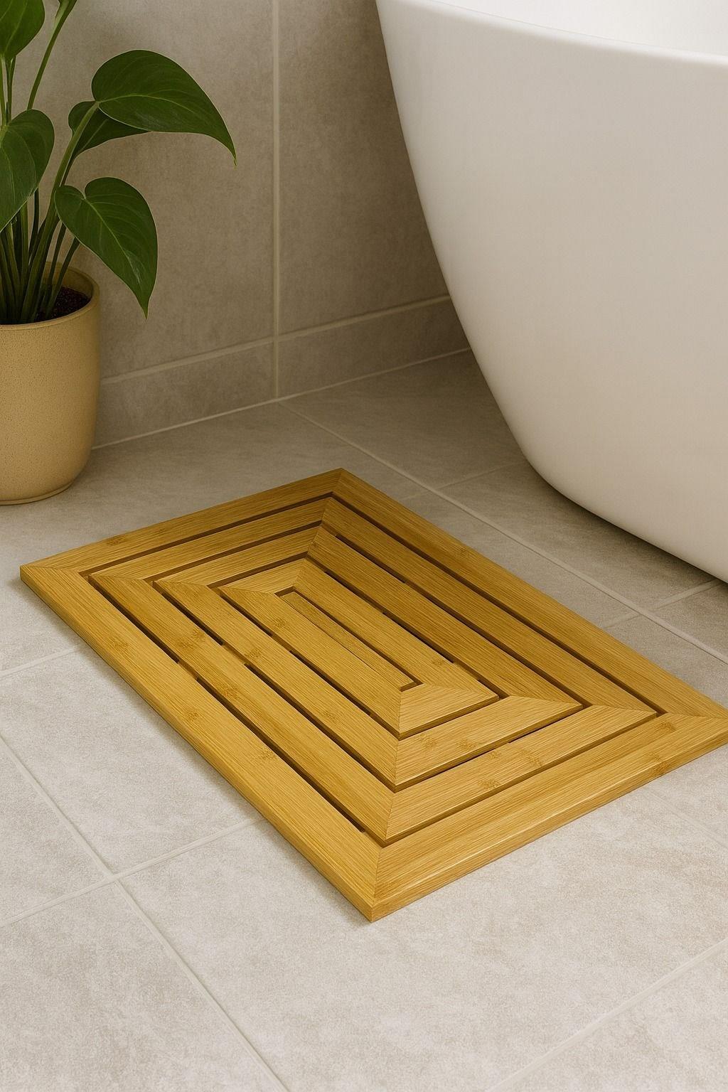 VICHY Doğal Bambu Banyo Paspası – Şık, Dayanıklı ve Kaymaz Tasarım BR-6701 60x40 x6