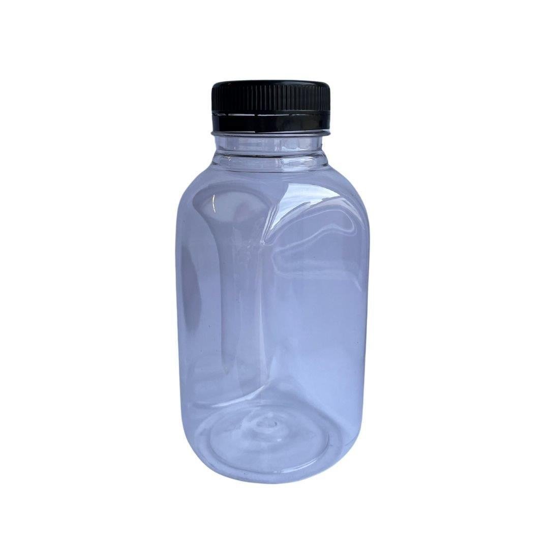 Plastik Köşeli Şeffaf Şişe Kapaklı 330 ml 242 Adet