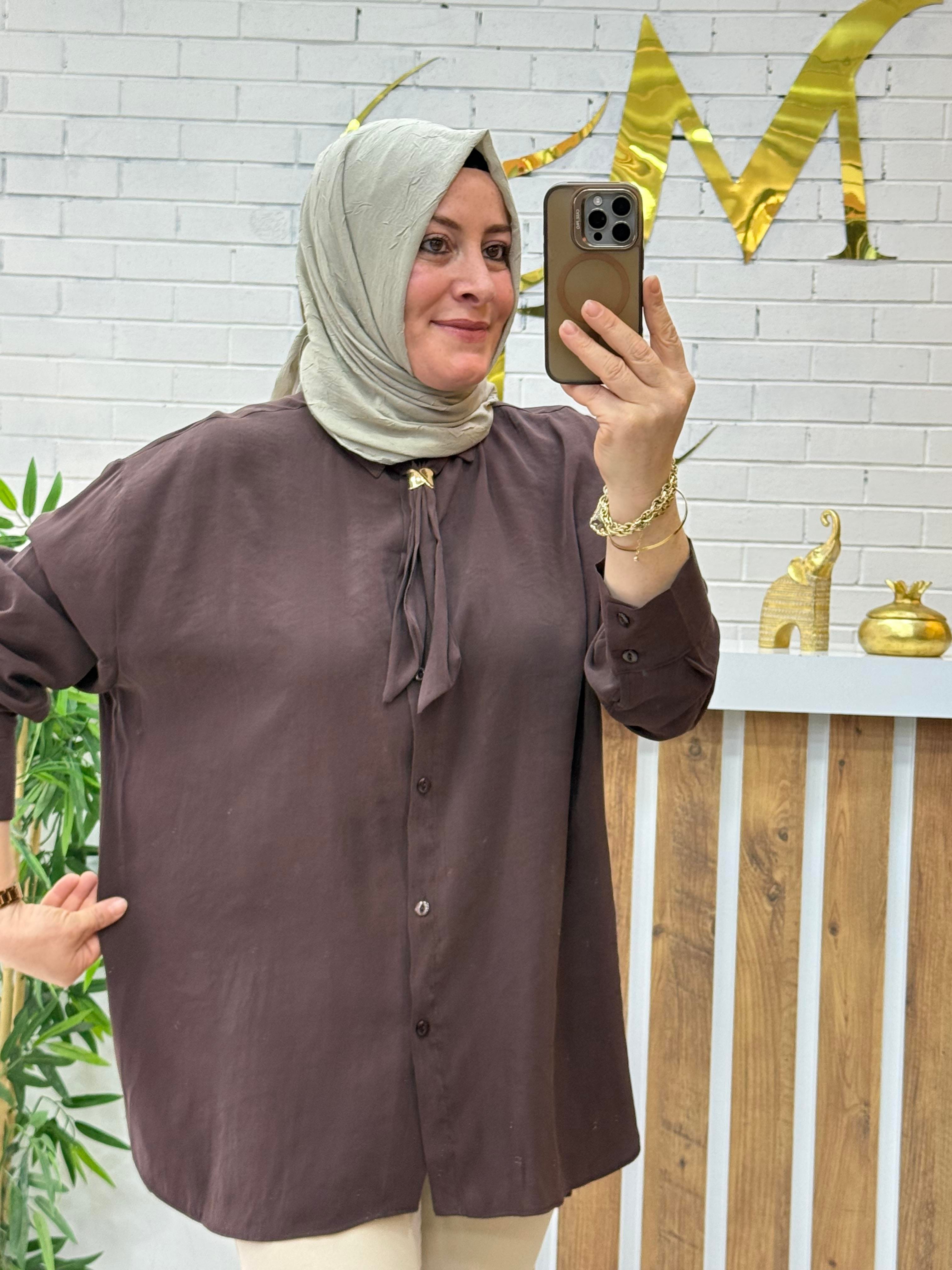 SEYYAR FULARLI TENSEL KUPRA GÖMLEK