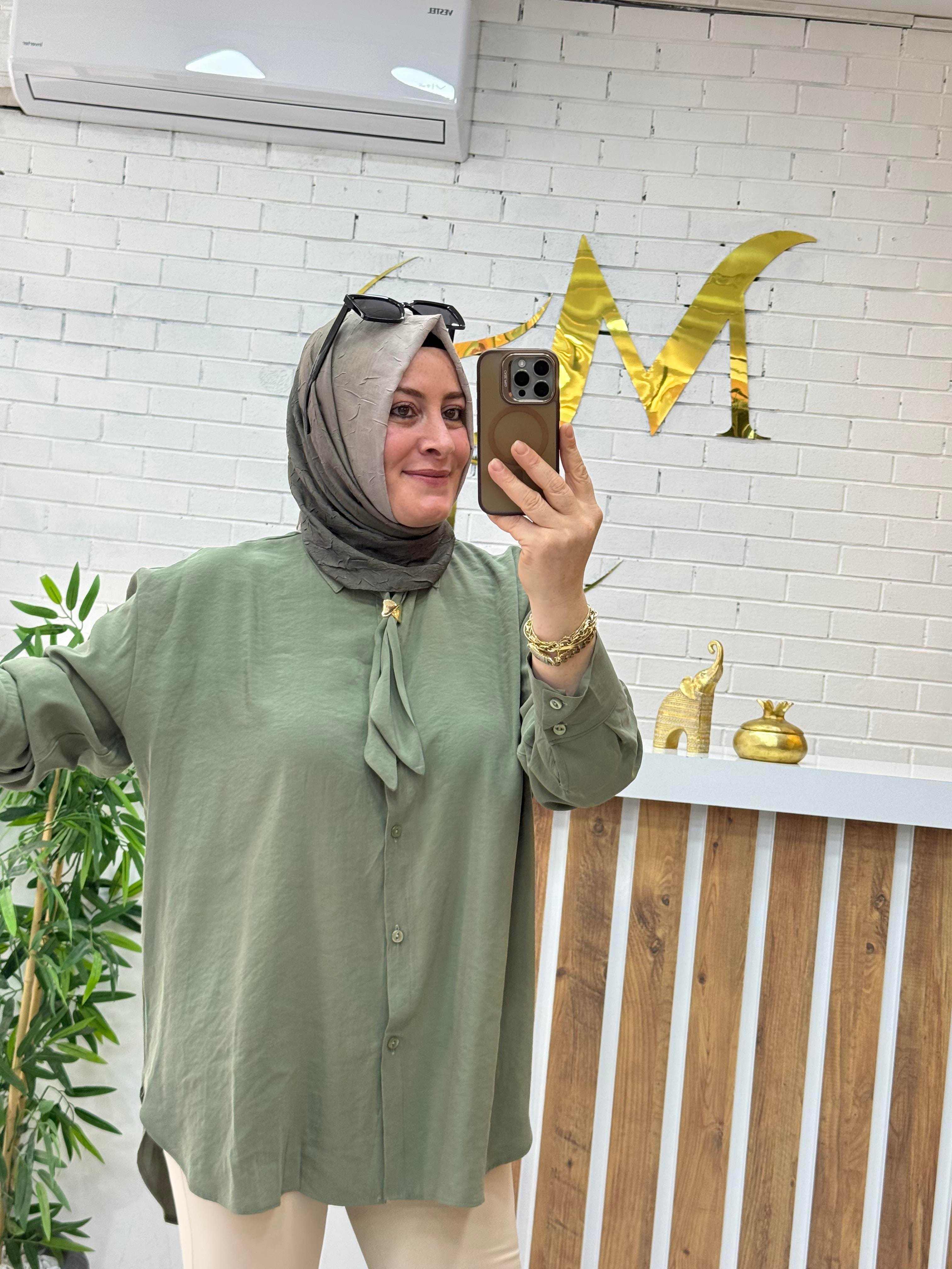 SEYYAR FULARLI TENSEL KUPRA GÖMLEK