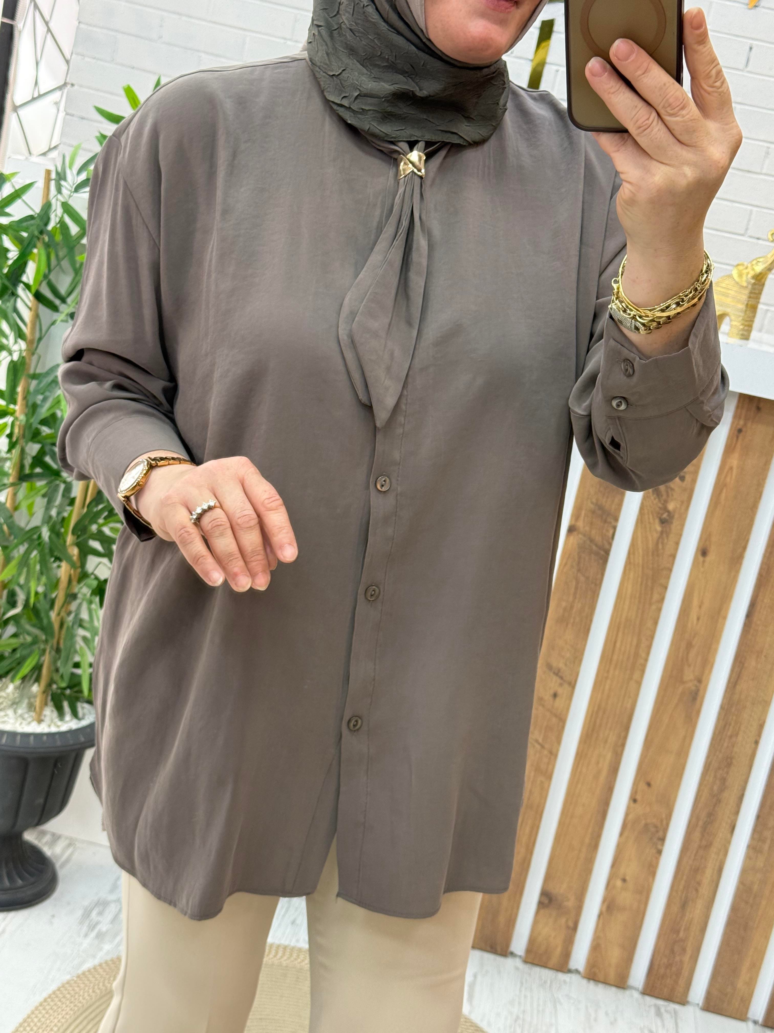 SEYYAR FULARLI TENSEL KUPRA GÖMLEK