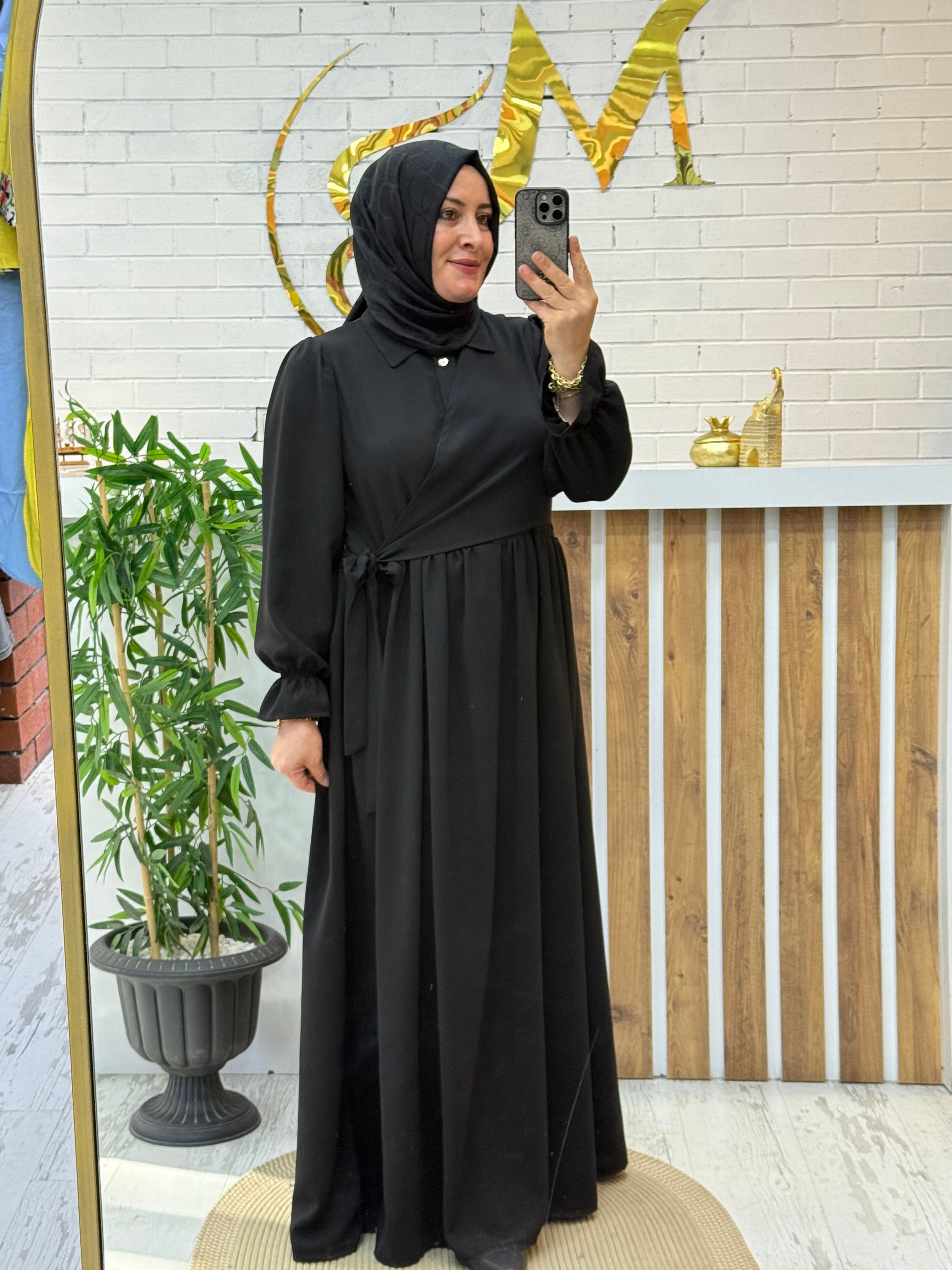 Yandan Bağlamalı Krep Elbise