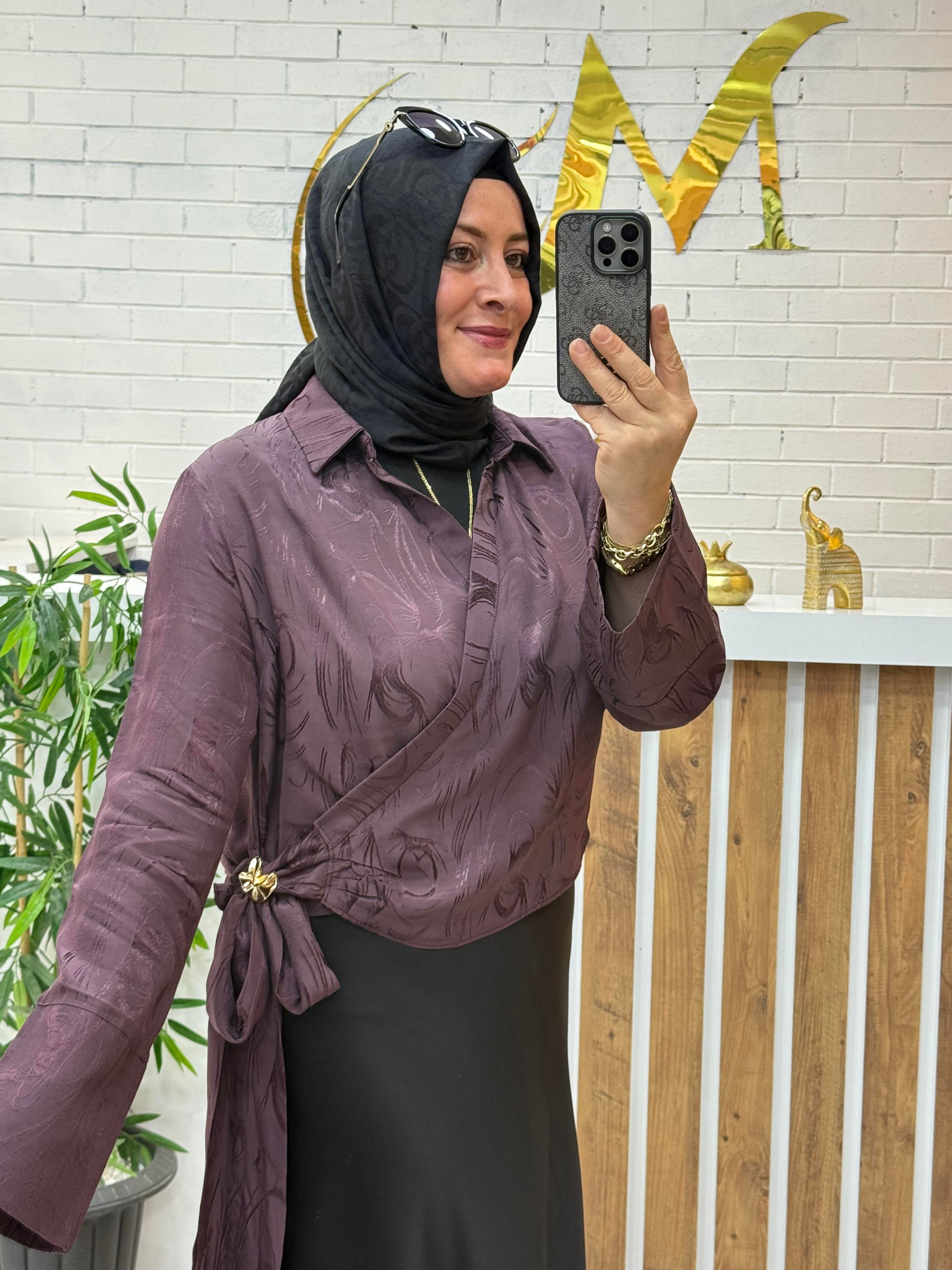 YANDAN BAĞLAMALI SATEN BLUZ