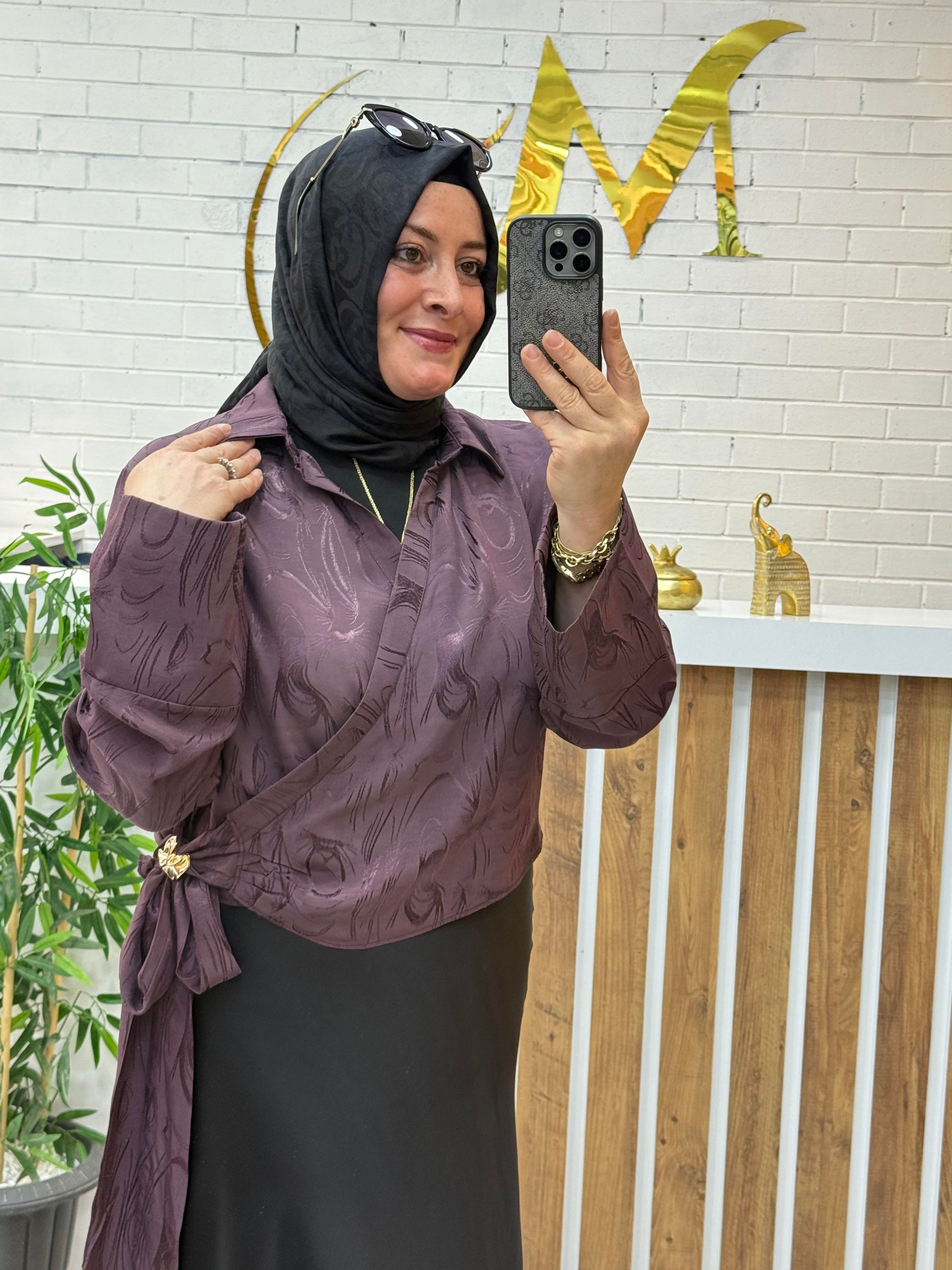 YANDAN BAĞLAMALI SATEN BLUZ