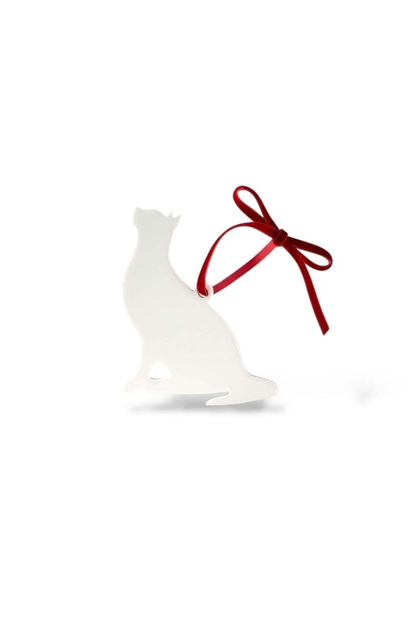 KEDİ 3'LÜ  YILBAŞI SÜSÜ BEYAZ