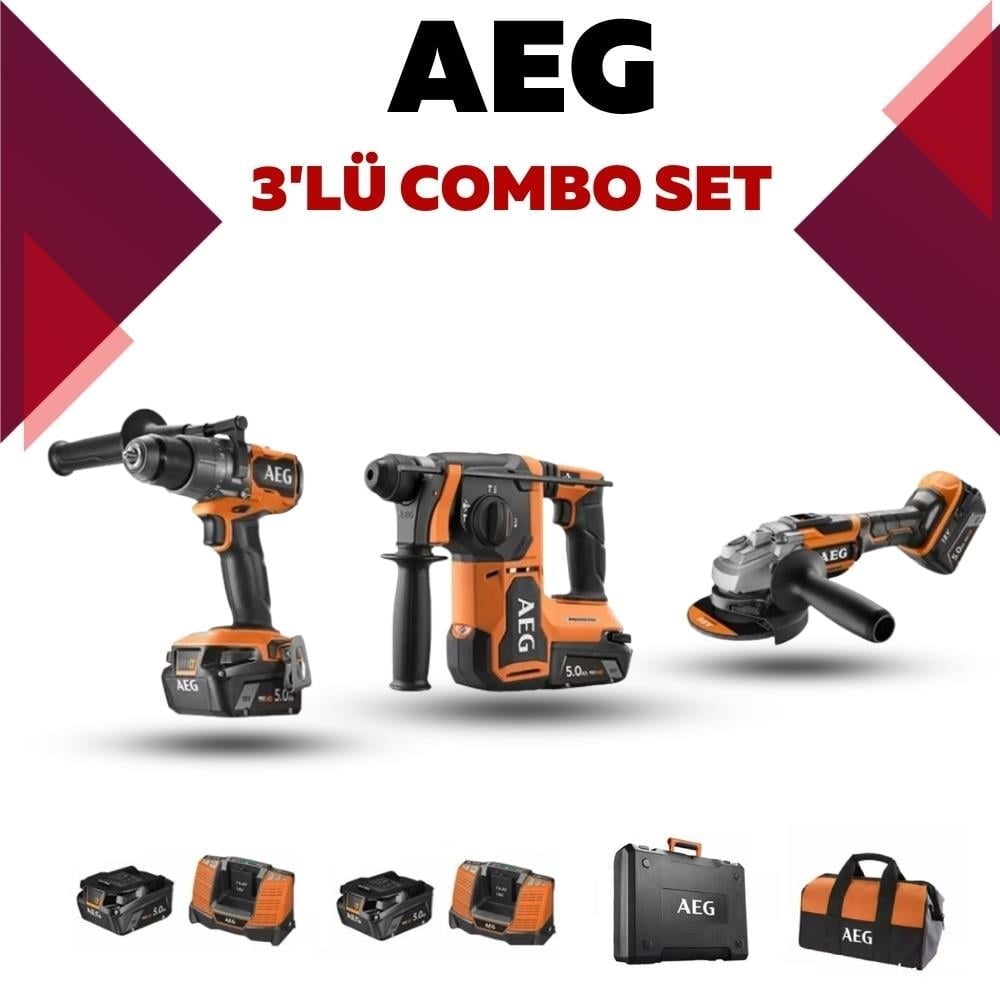AEG BBS-BEW-BBH-1 Akülü Kombo 3'Lü Set Kömürsüz